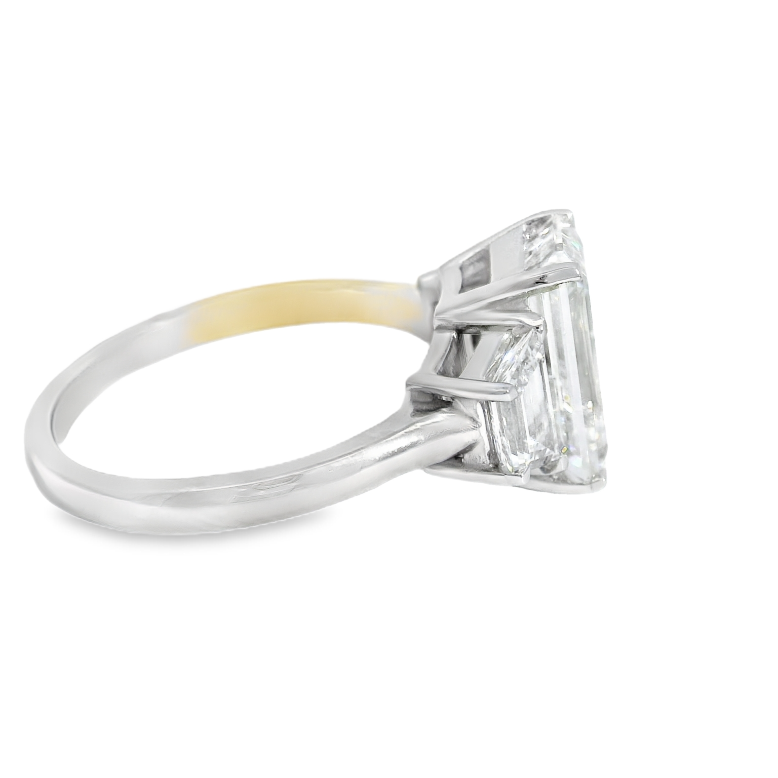 Platinum Emerald Cut Diamond Multistone Ring