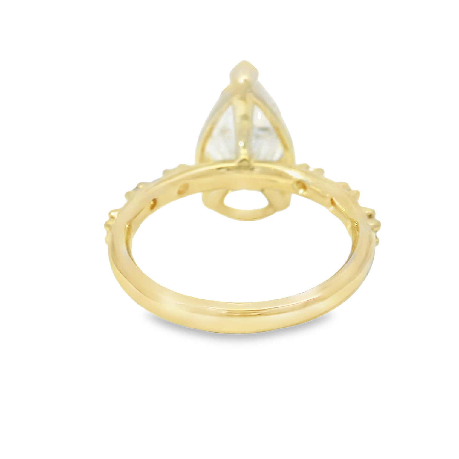 Yellow Gold Multistone Ring with Pear Cut Diamond