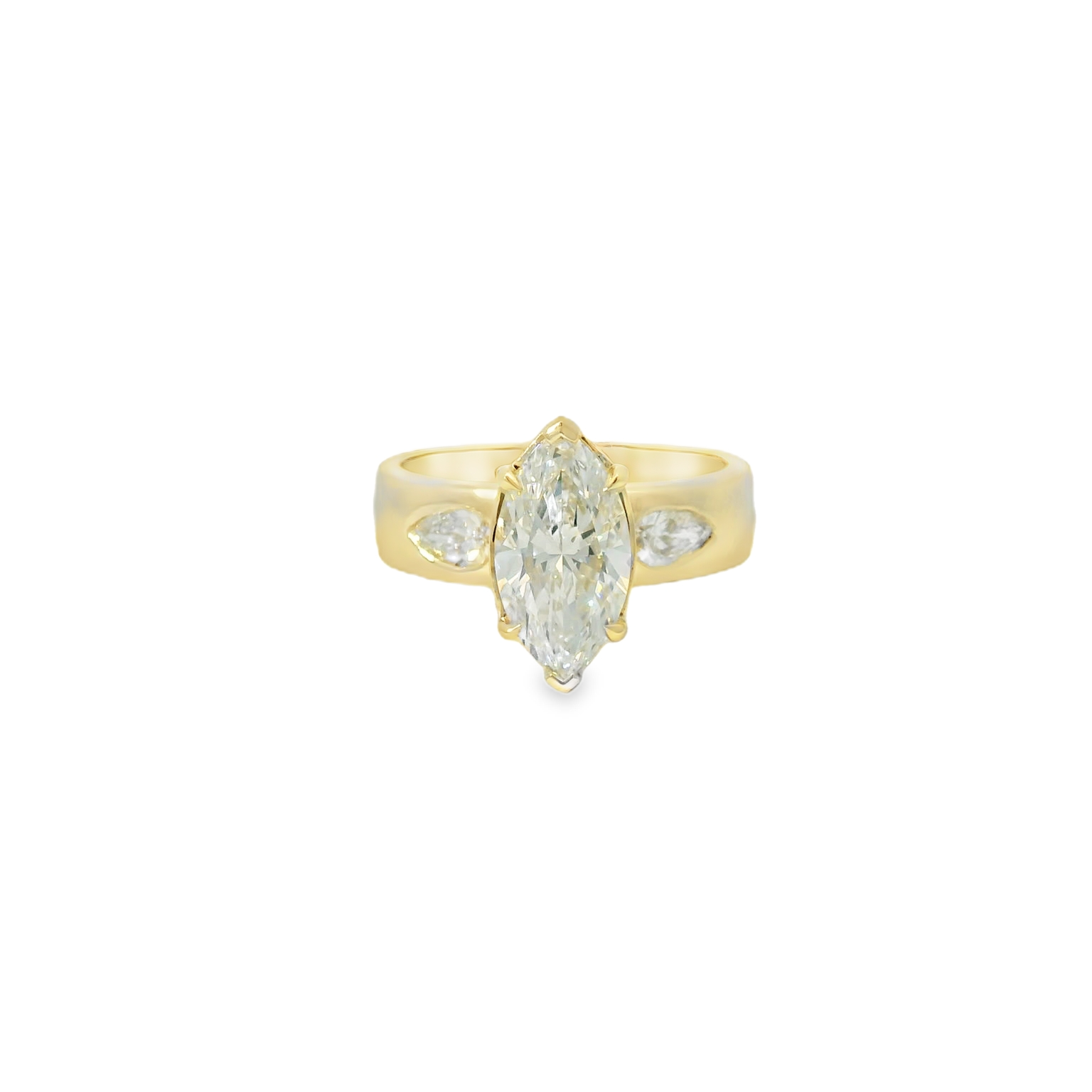 Yellow Gold Multistone Ring with Pear Cut Diamond
