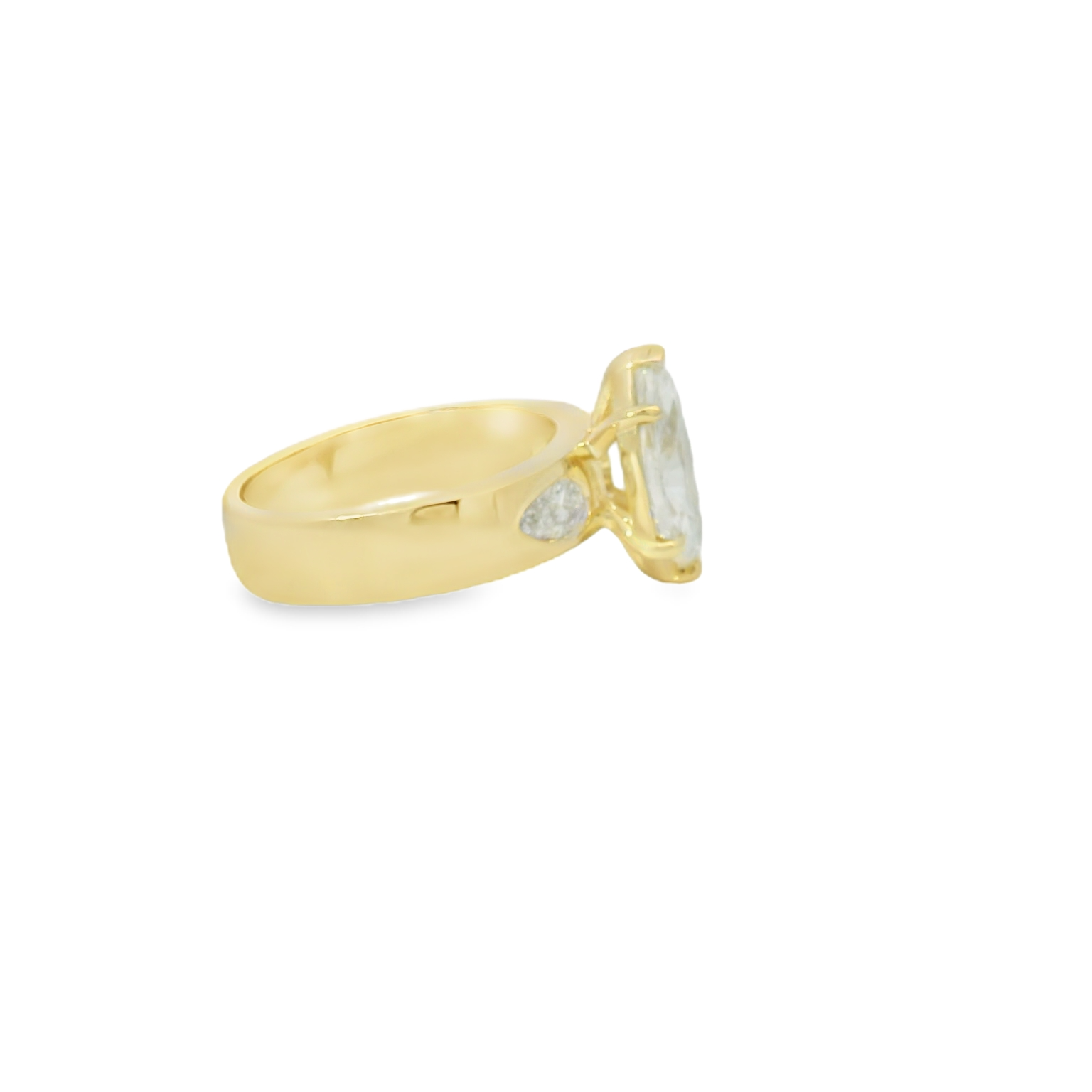 Yellow Gold Multistone Ring with Pear Cut Diamond