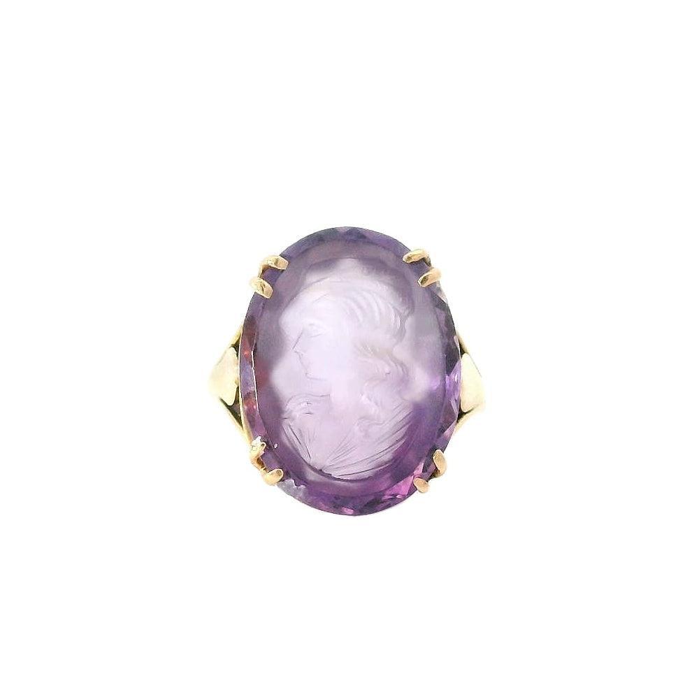 Vintage 14KYG Amethyst Intaglio Ring
