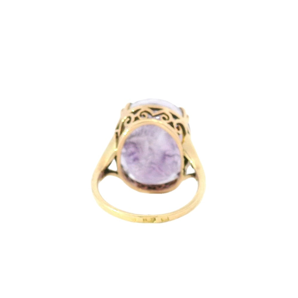 Vintage 14KYG Amethyst Intaglio Ring