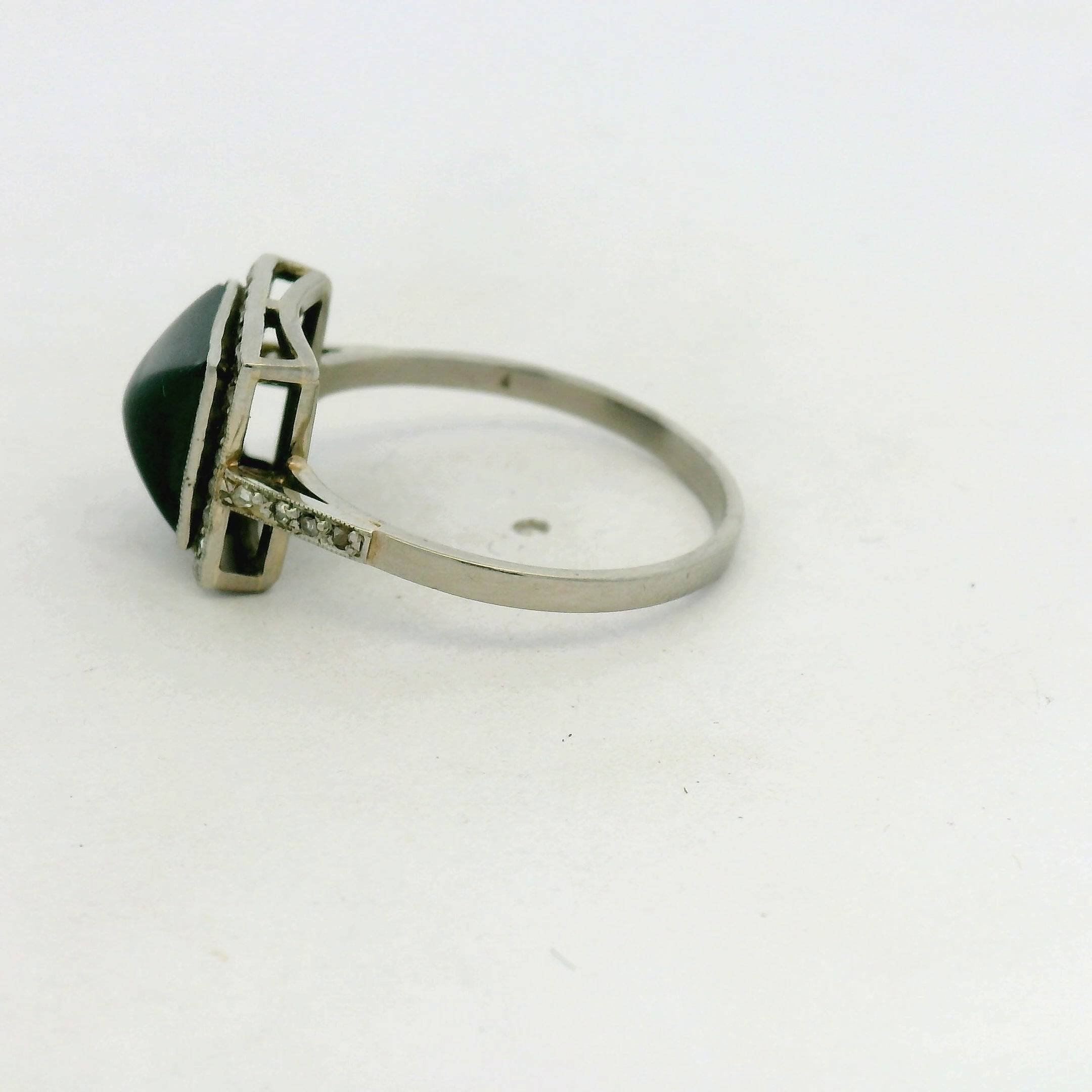 Vintage Sugarloaf Halo Cocktail Ring in White Gold
