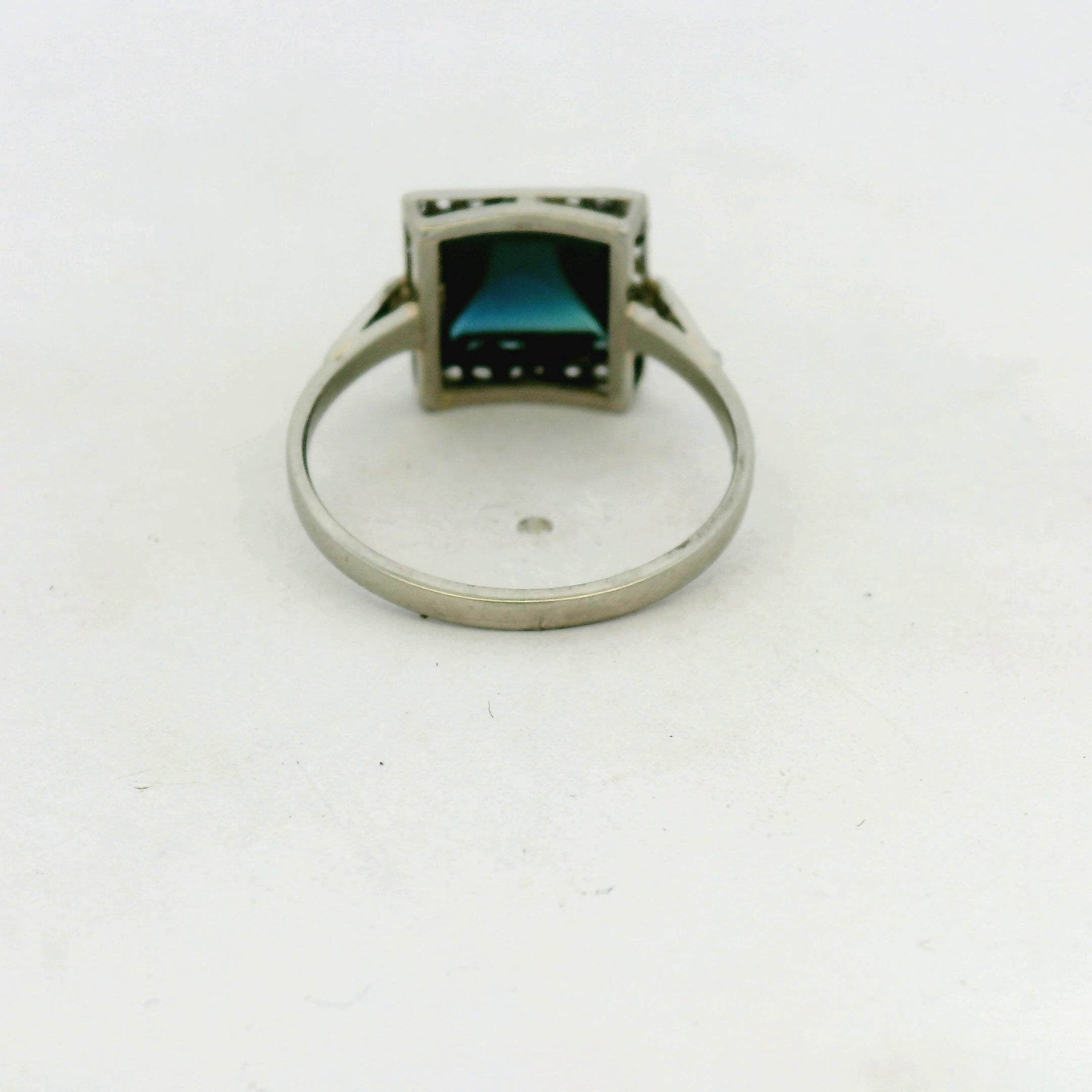 Vintage Sugarloaf Halo Cocktail Ring in White Gold