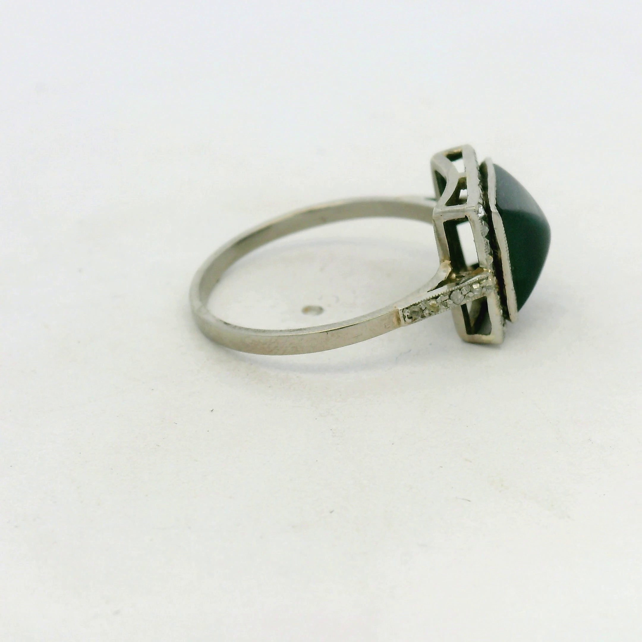 Vintage Sugarloaf Halo Cocktail Ring in White Gold