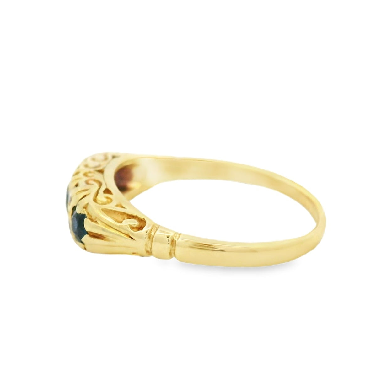18K Yellow Gold Diamond and Sapphire Ring