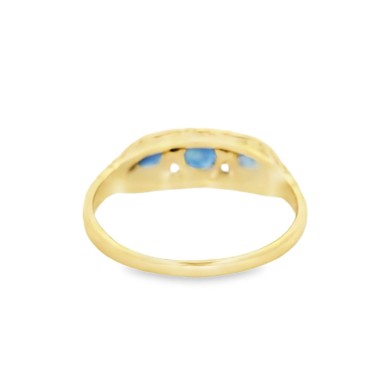 18K Yellow Gold Diamond and Sapphire Ring