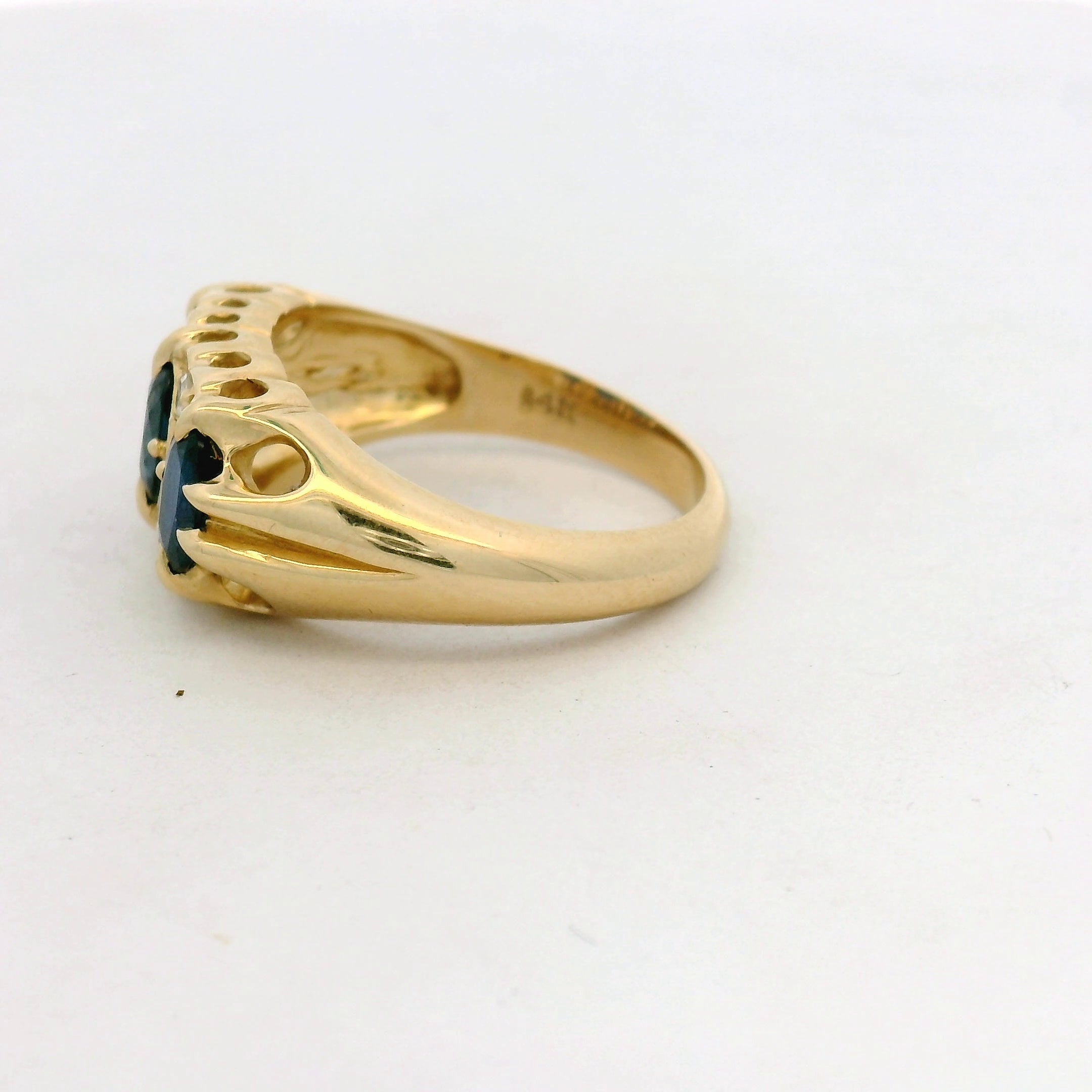 Yellow Gold Royal Blue Sapphire Multi-Stone Ring