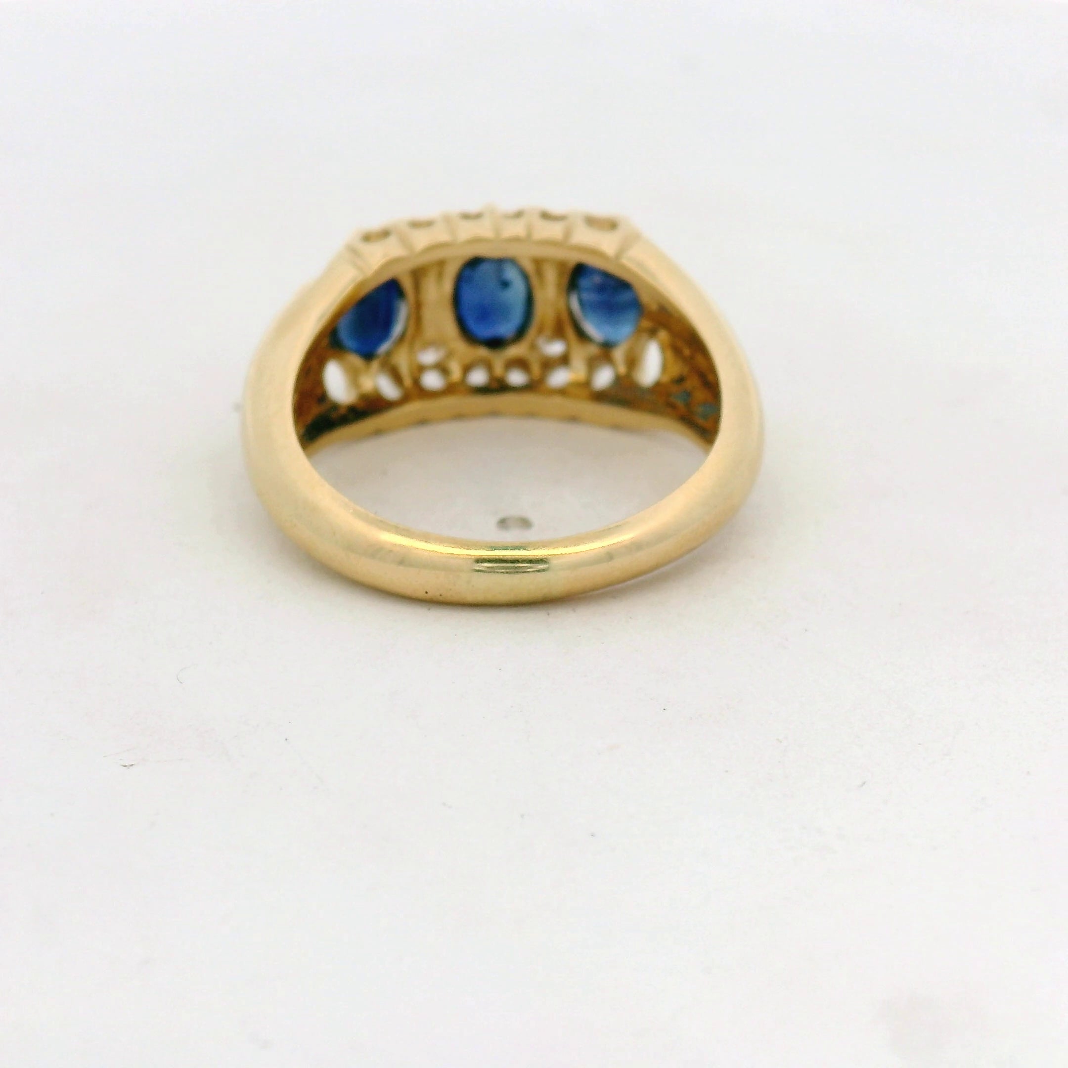Yellow Gold Royal Blue Sapphire Multi-Stone Ring