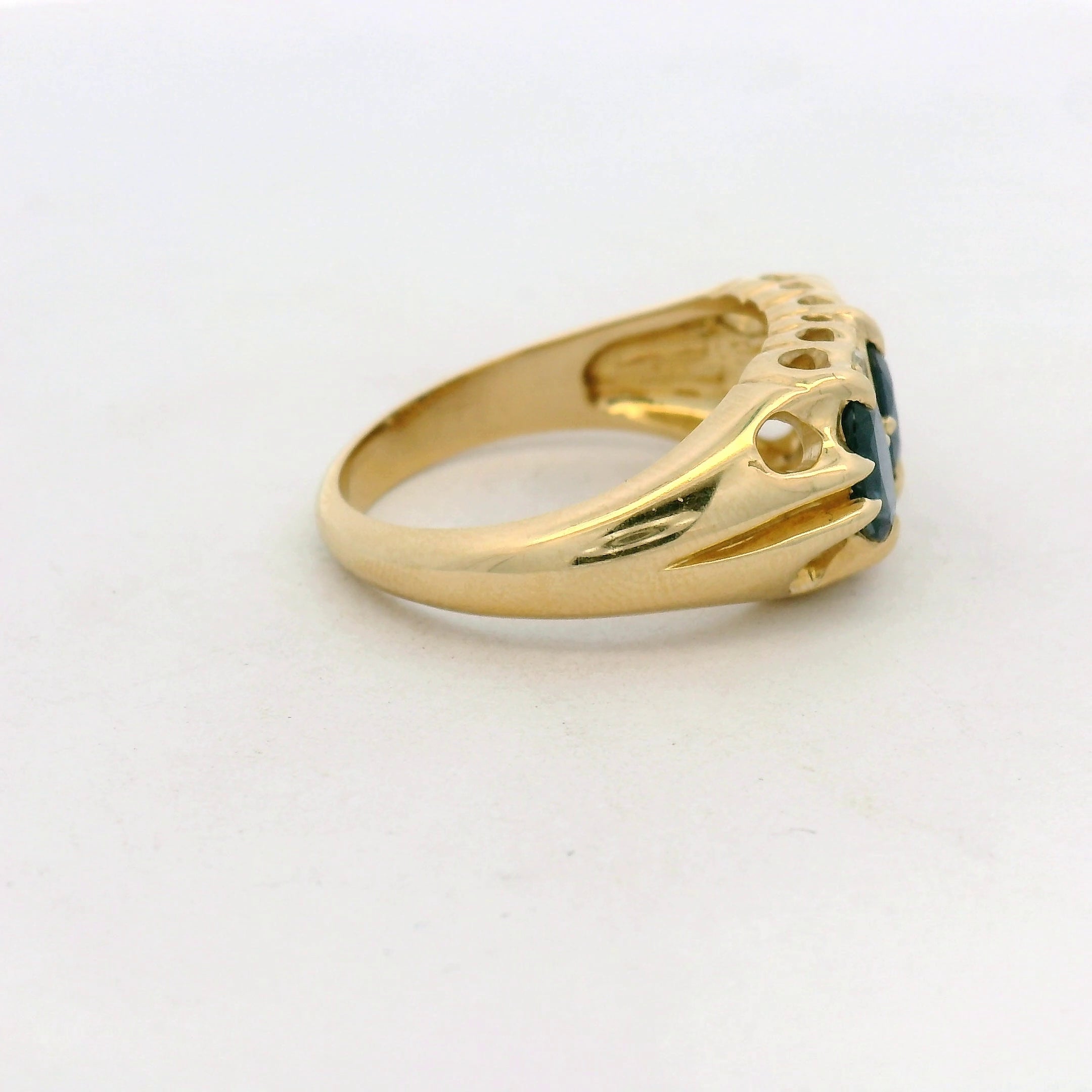 Yellow Gold Royal Blue Sapphire Multi-Stone Ring