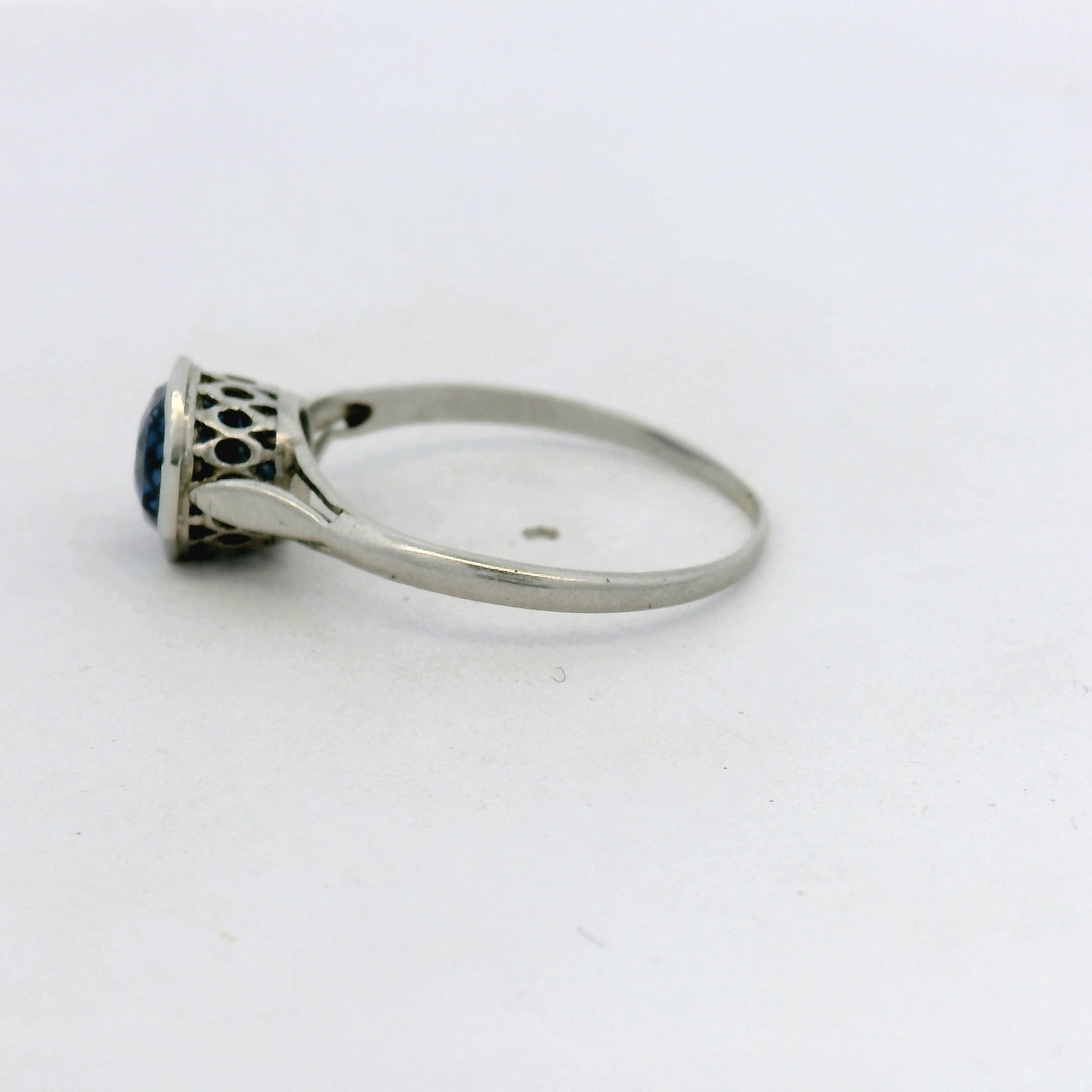 Platinum Royal Blue Sapphire Octagonal Bezel Solitaire Ring