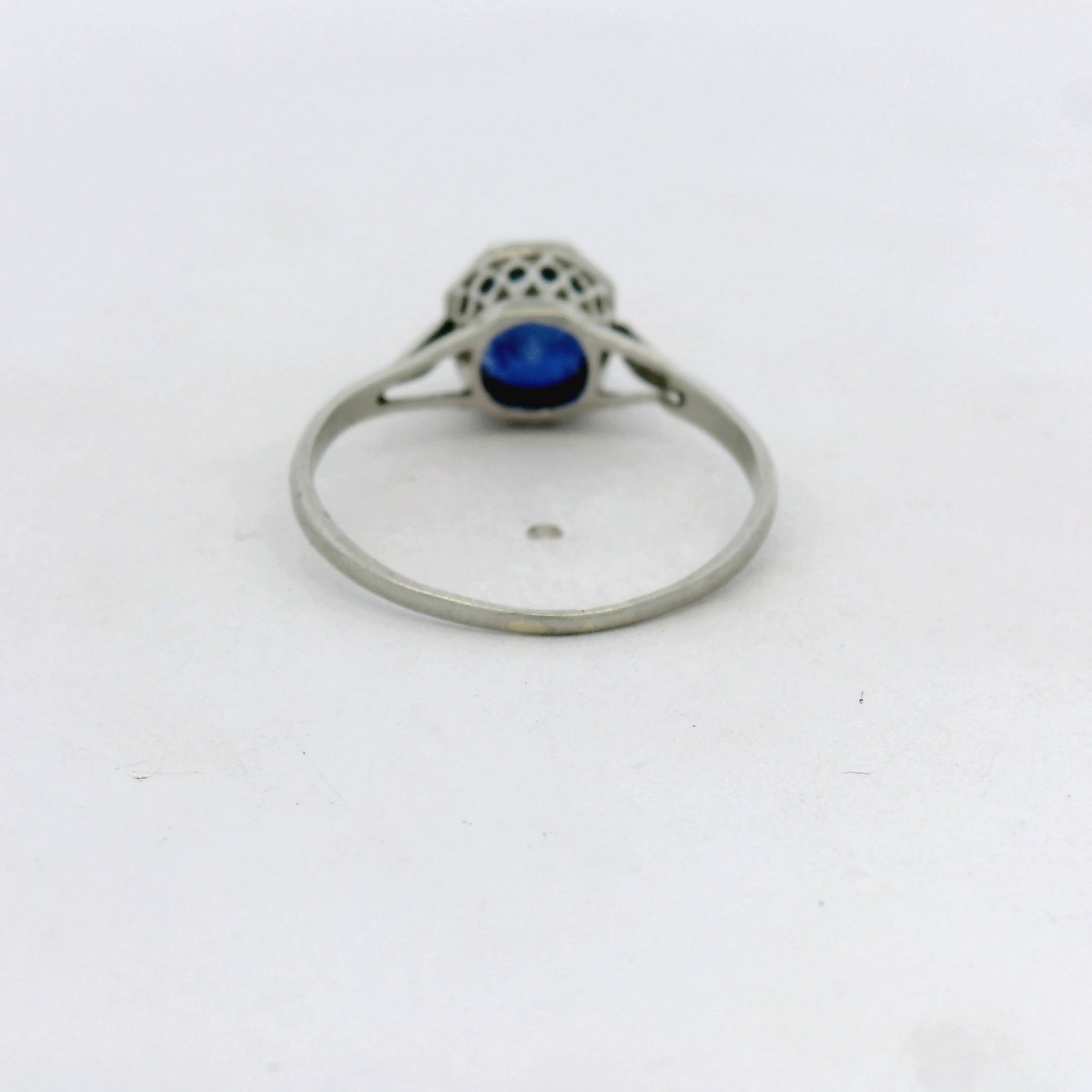 Platinum Royal Blue Sapphire Octagonal Bezel Solitaire Ring