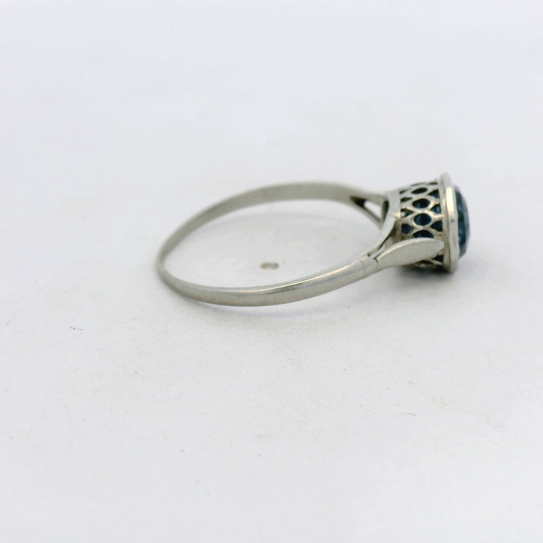Platinum Royal Blue Sapphire Octagonal Bezel Solitaire Ring