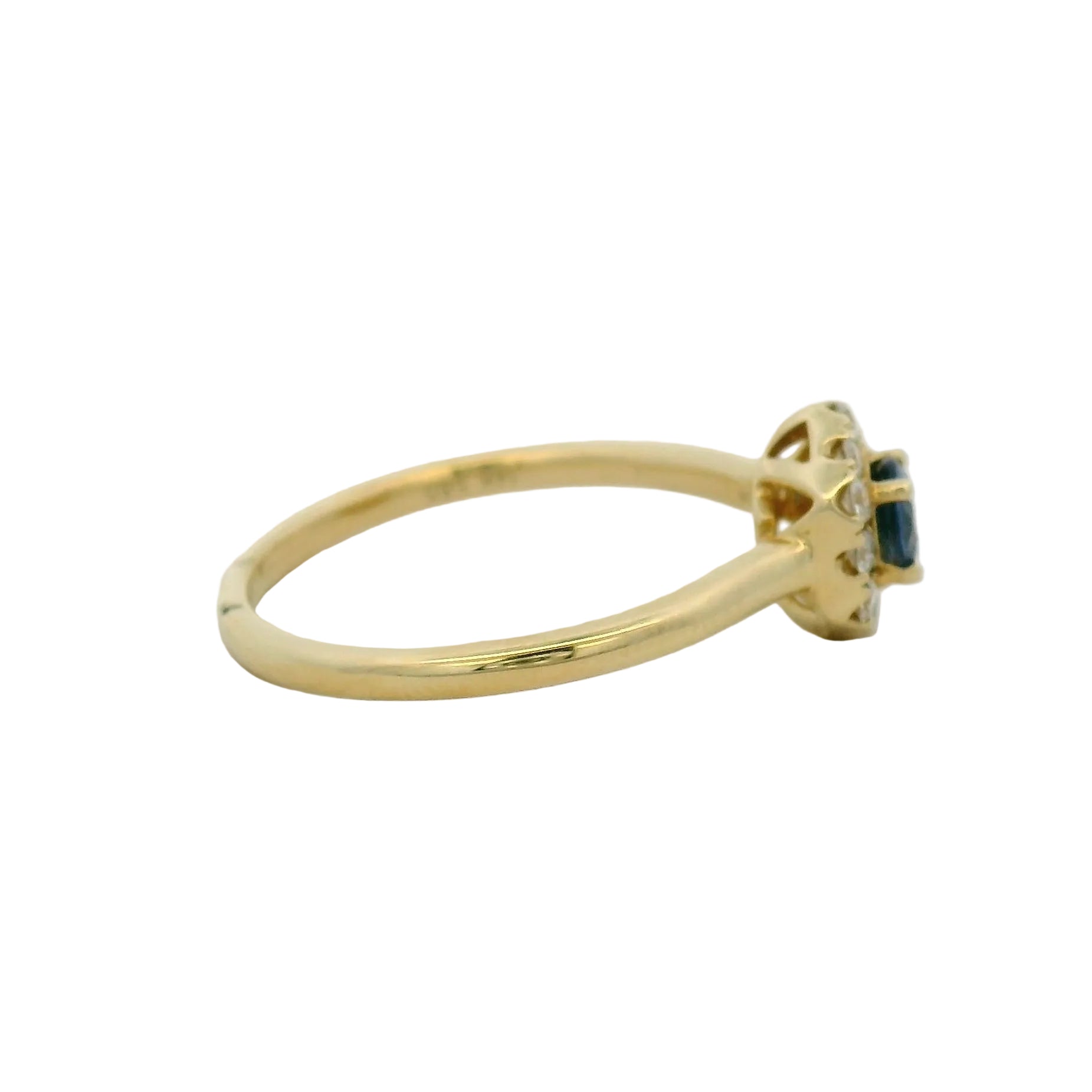 Yellow Gold Royal Blue Sapphire Hexagonal Halo Ring
