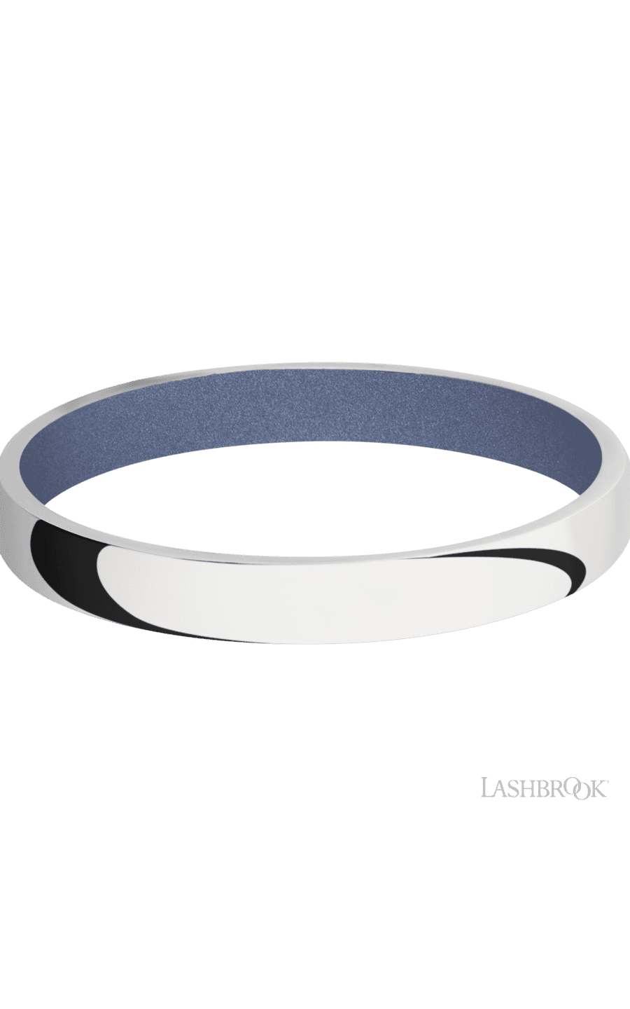 3 mm wide Domed 14K White Gold band featuring a Crushed Orchid sleeve.