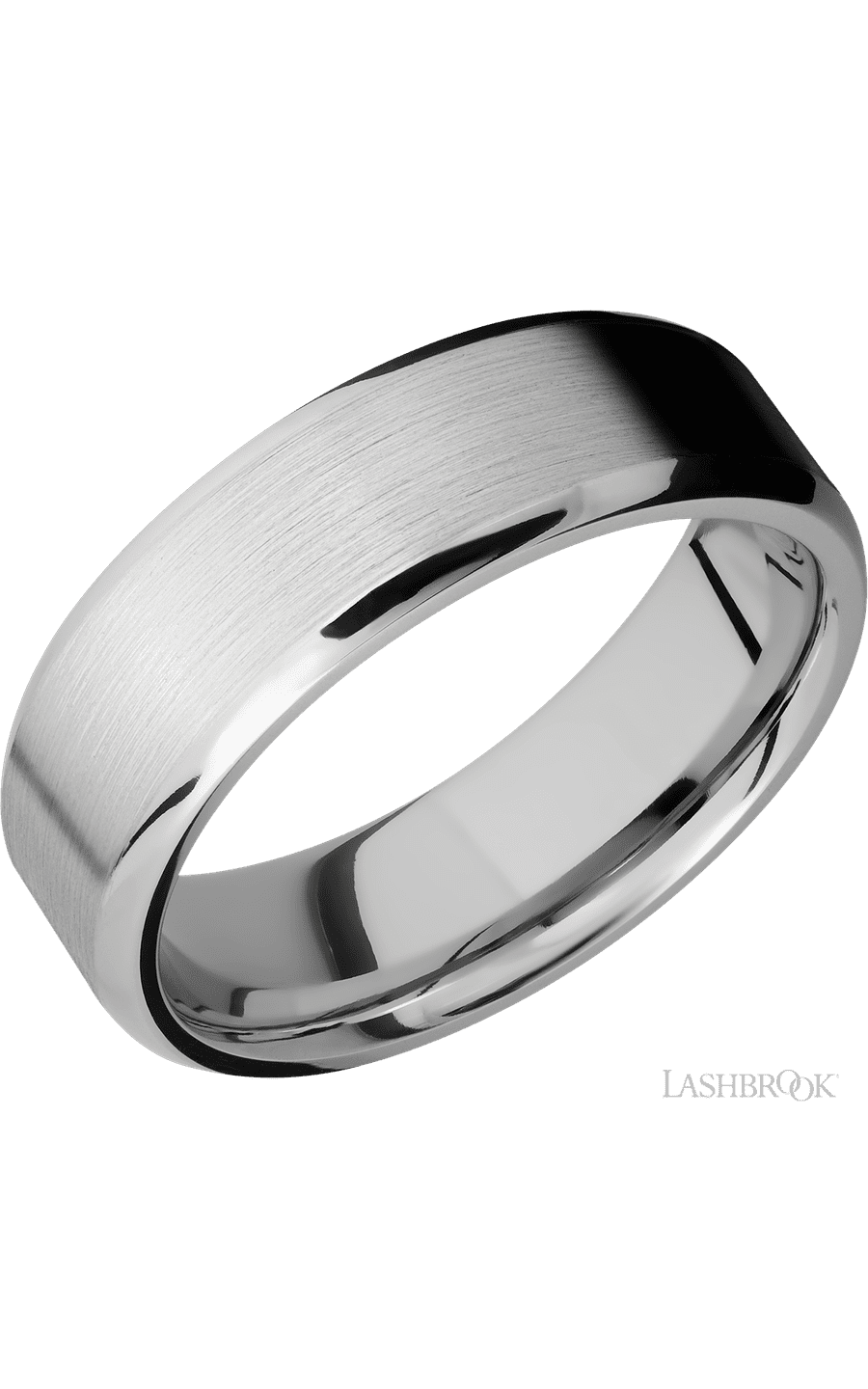7 mm wide Beveled 14K White Gold band.