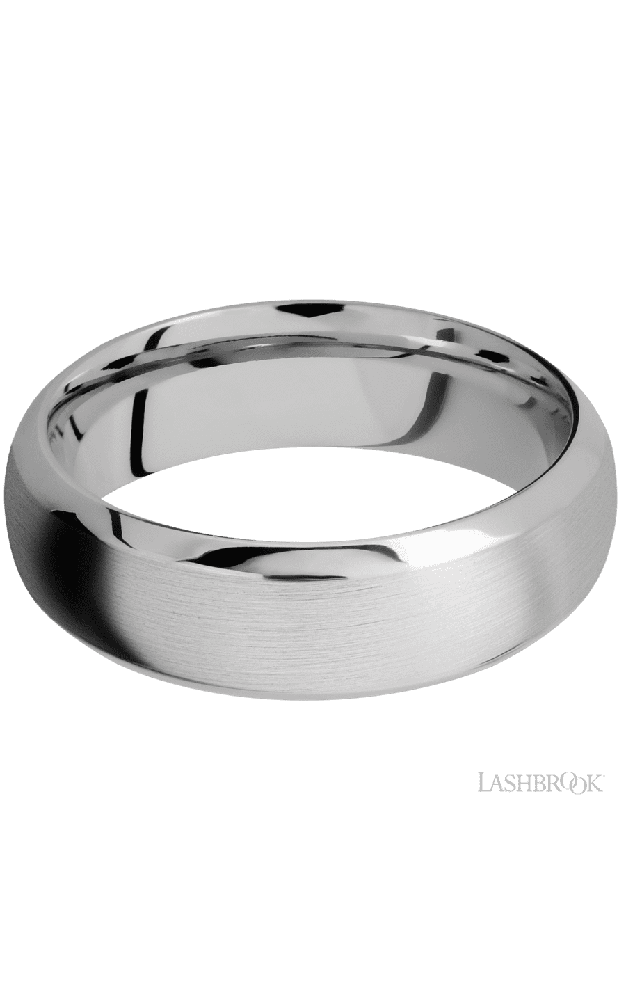 7 mm wide Domed Bevel 14K White Gold band.