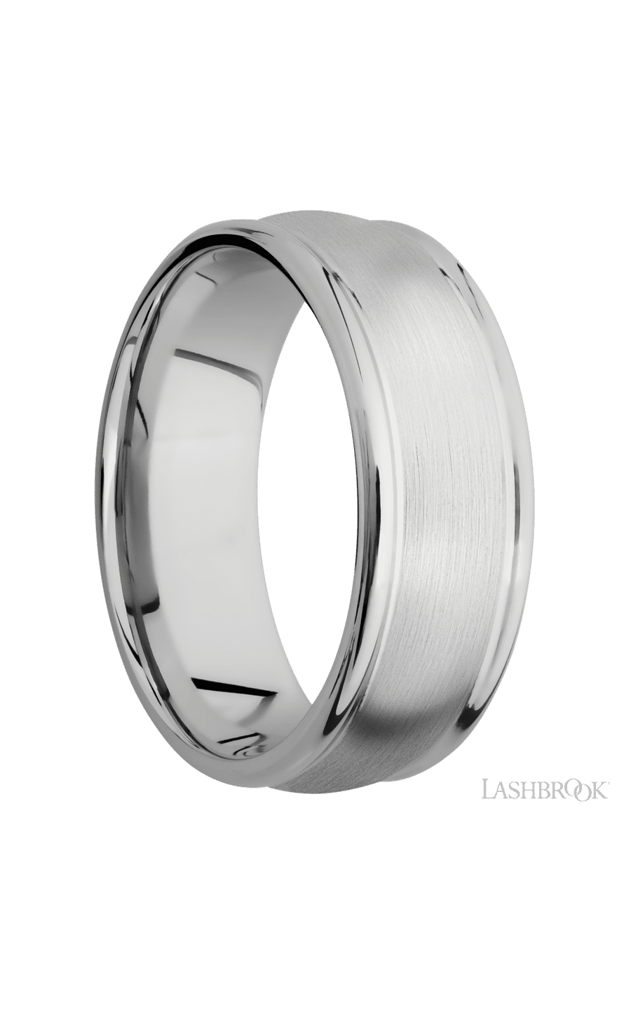8 mm wide Domed Rounded Edges 14K White Gold band.