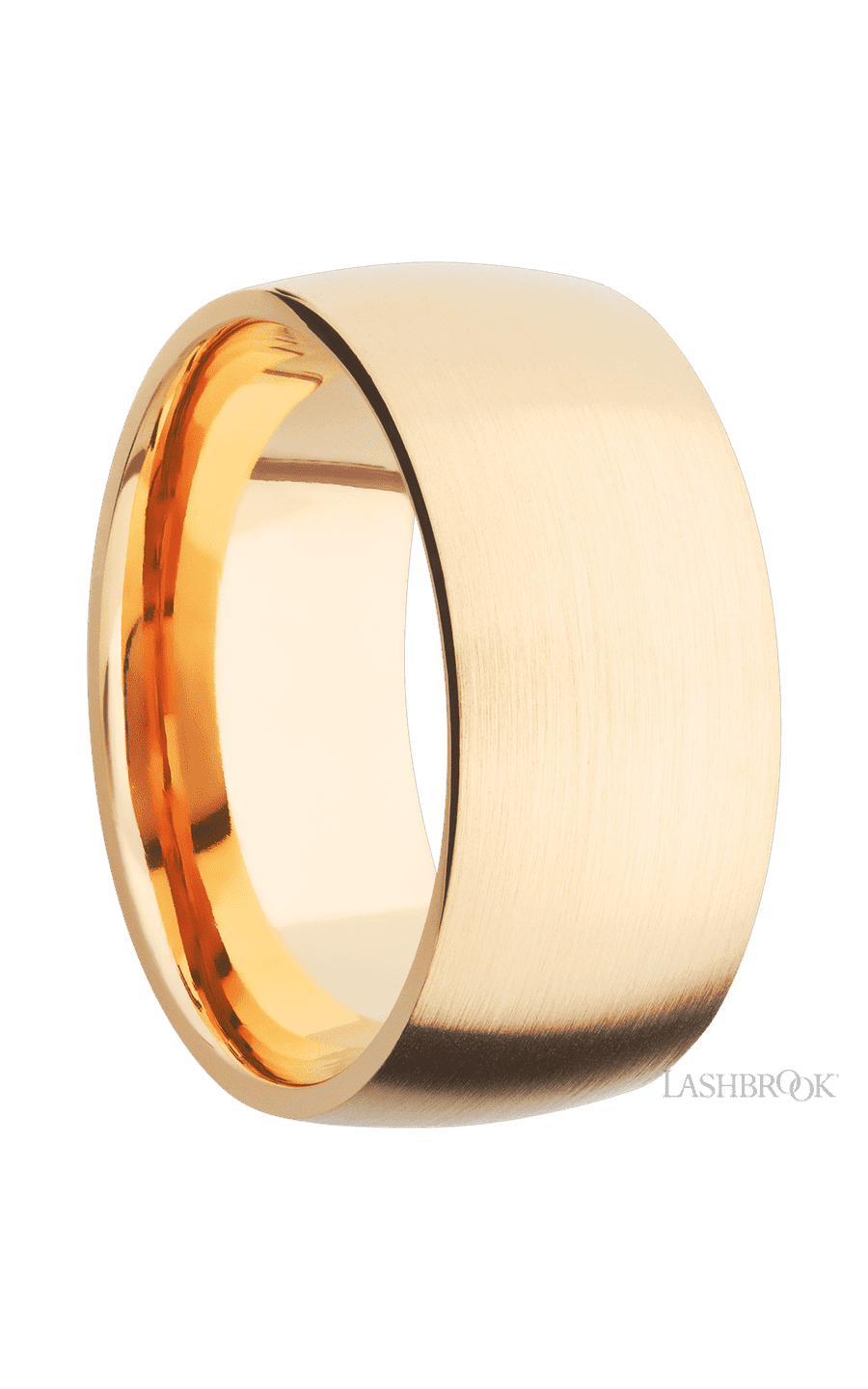 10 mm wide Domed 14K Yellow Gold band.