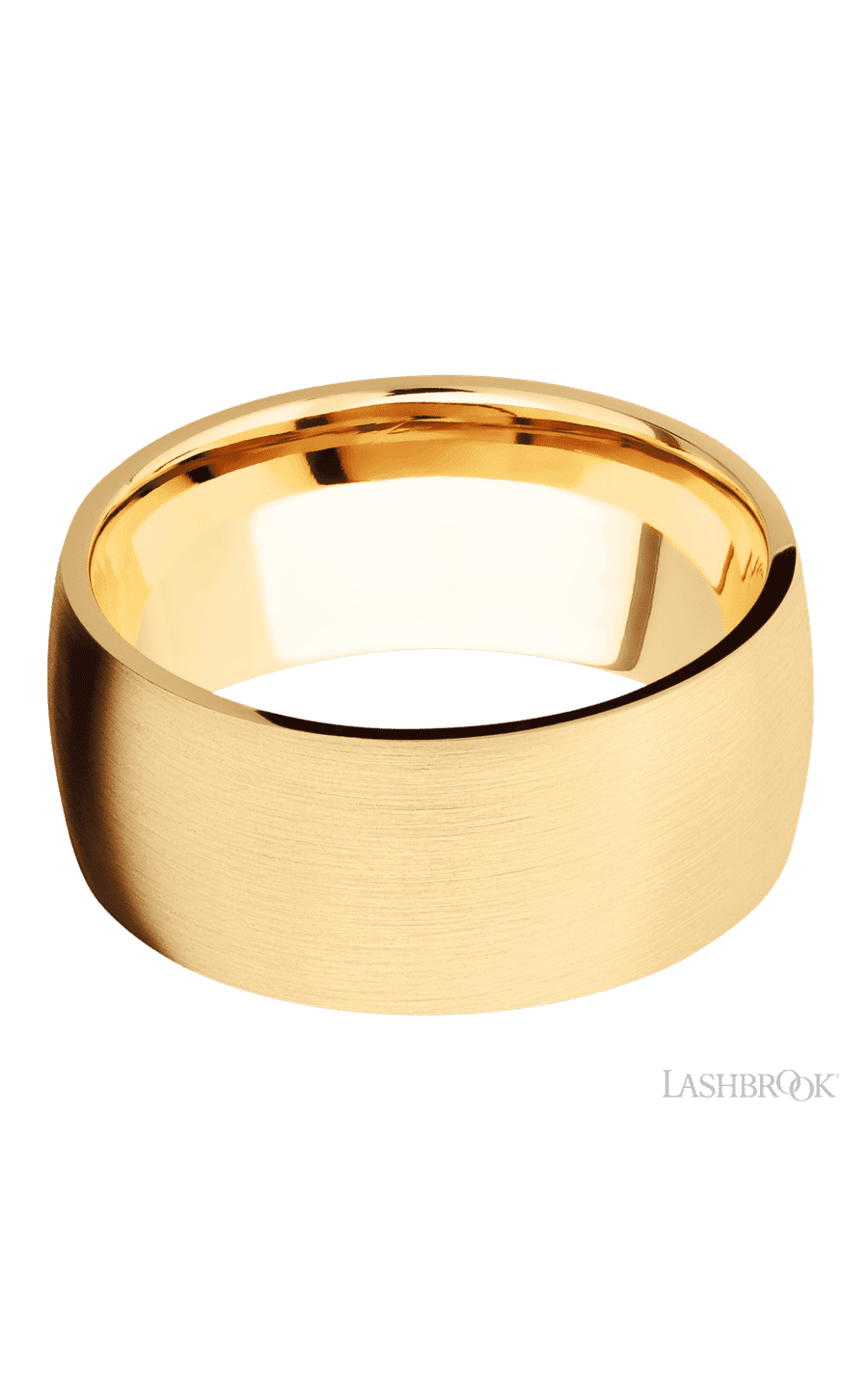 10 mm wide Domed 14K Yellow Gold band.