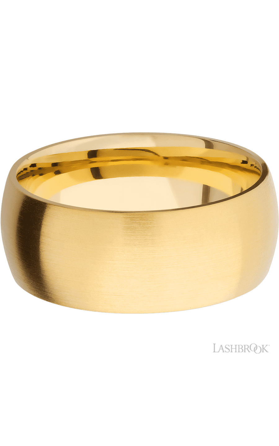 9 mm wide Domed 14K Yellow Gold band.