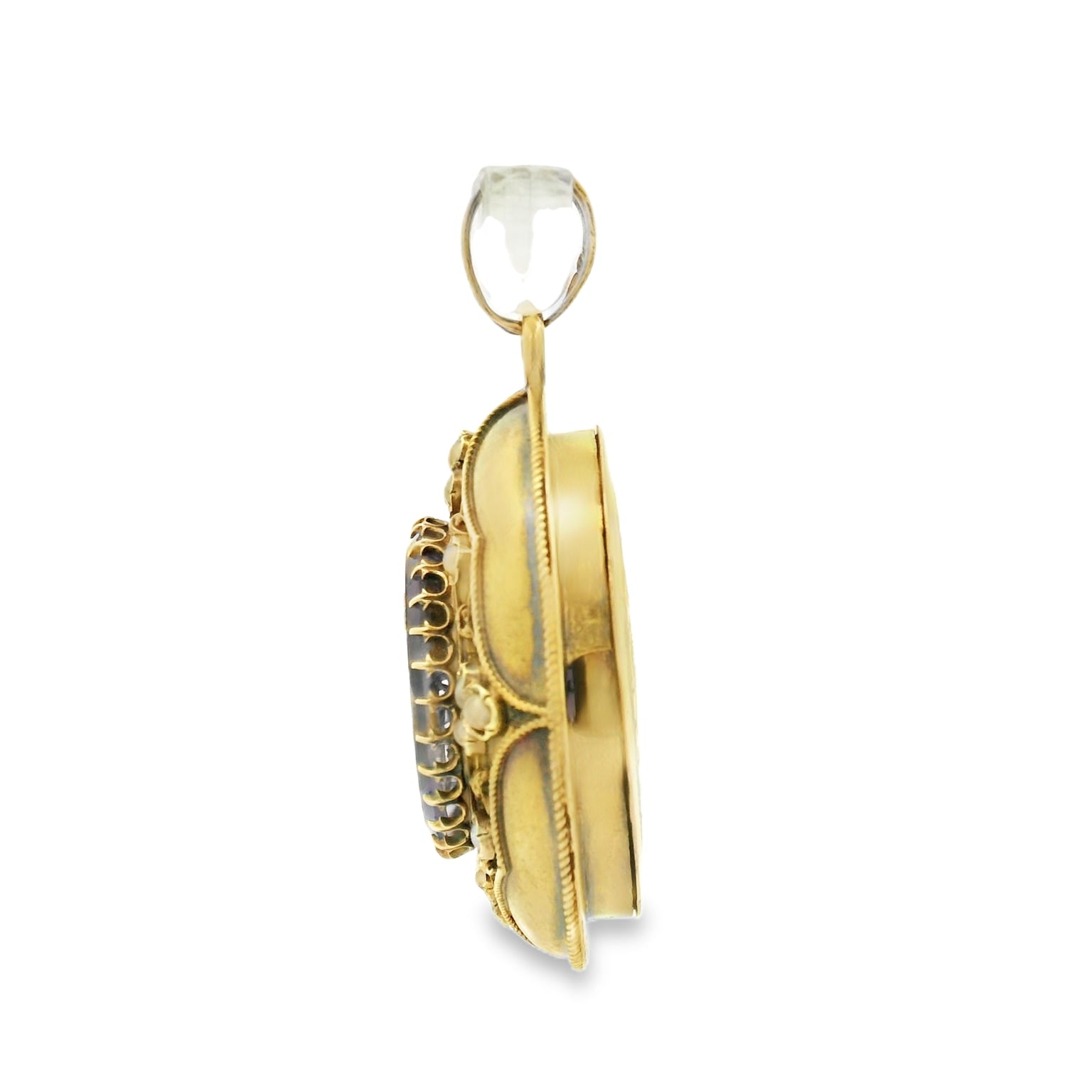 Vintage 14K Yellow Gold Locket Pendant With One Oval Amethyst and Pearls