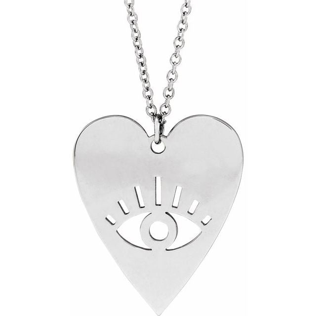 14K Evil Eye Heart Necklace