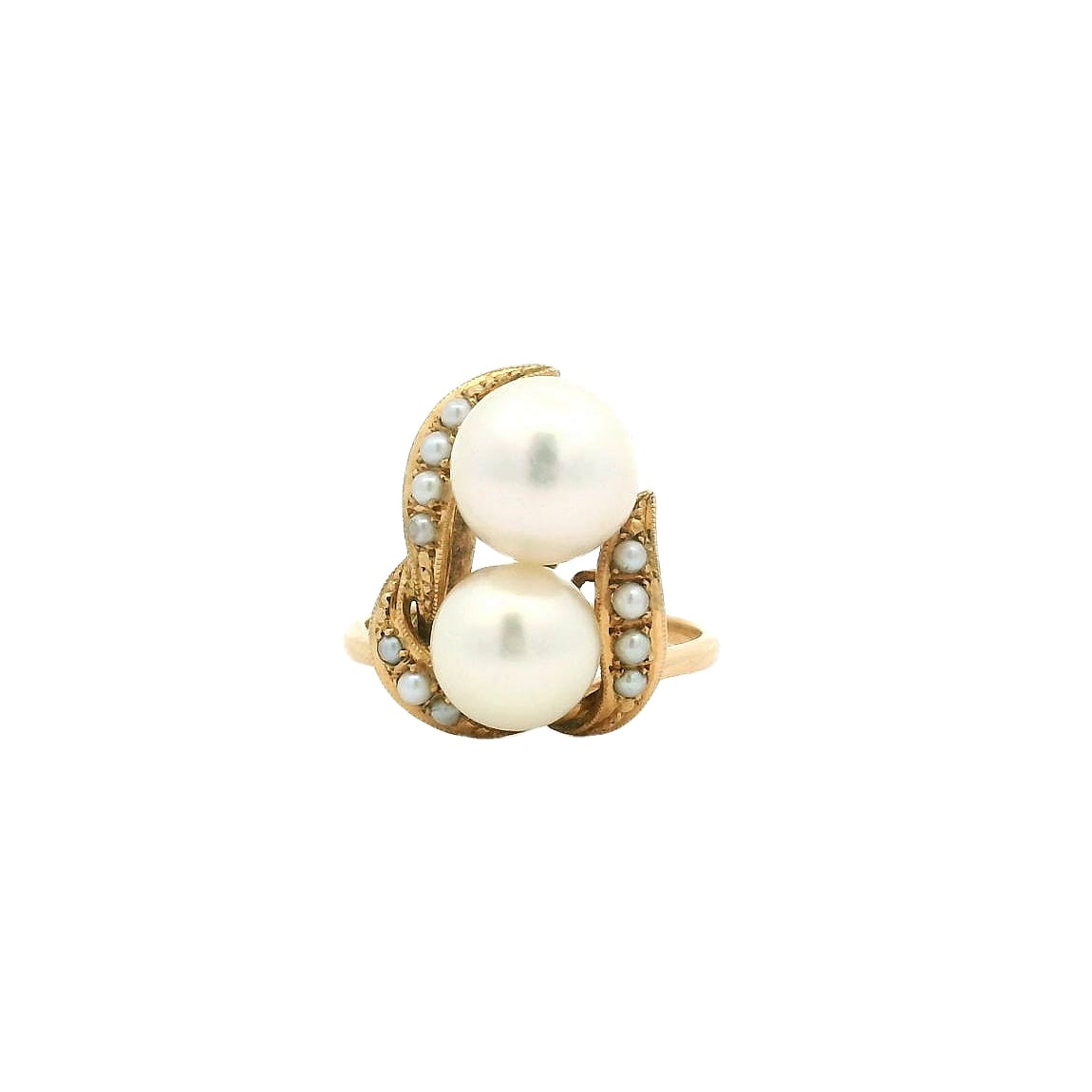Vintage 18KYG Pearl Ring