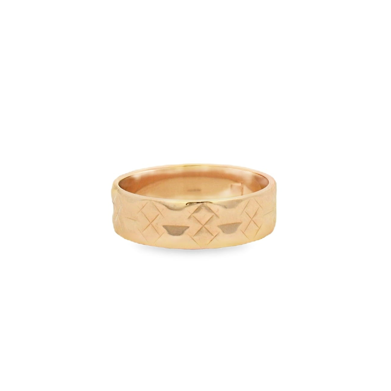 14K Rose Gold Engraved Wedding Band