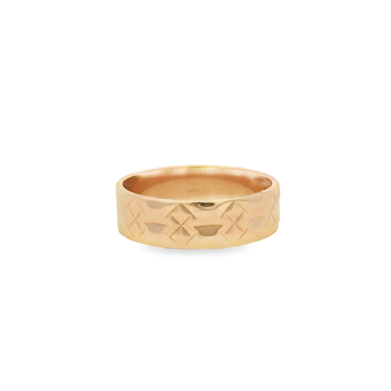 14K Rose Gold Engraved Wedding Band
