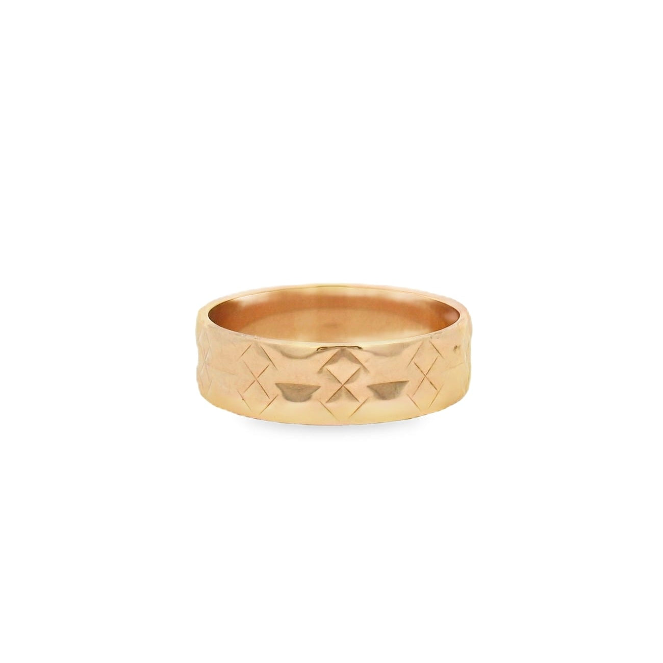 14K Rose Gold Engraved Wedding Band