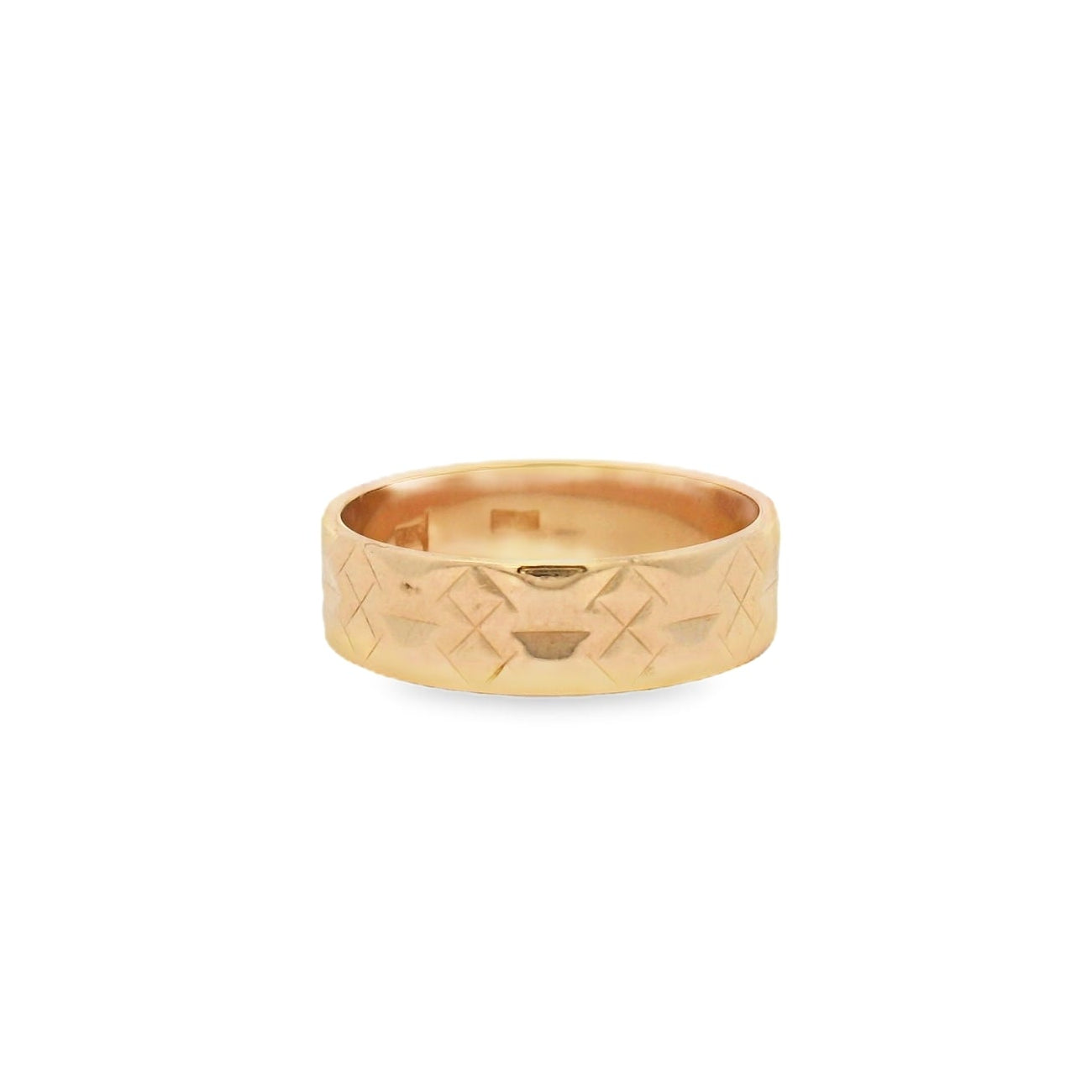 14K Rose Gold Engraved Wedding Band