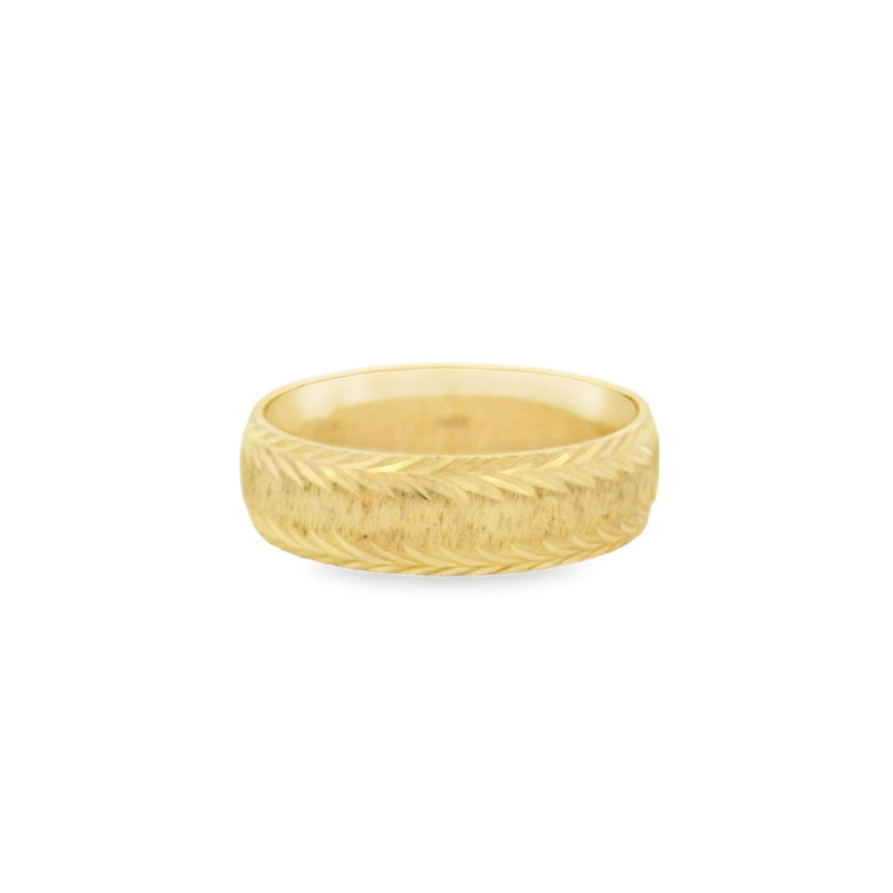 14K Yellow Gold Textured Wedding Band Size 9.5 MM: 6