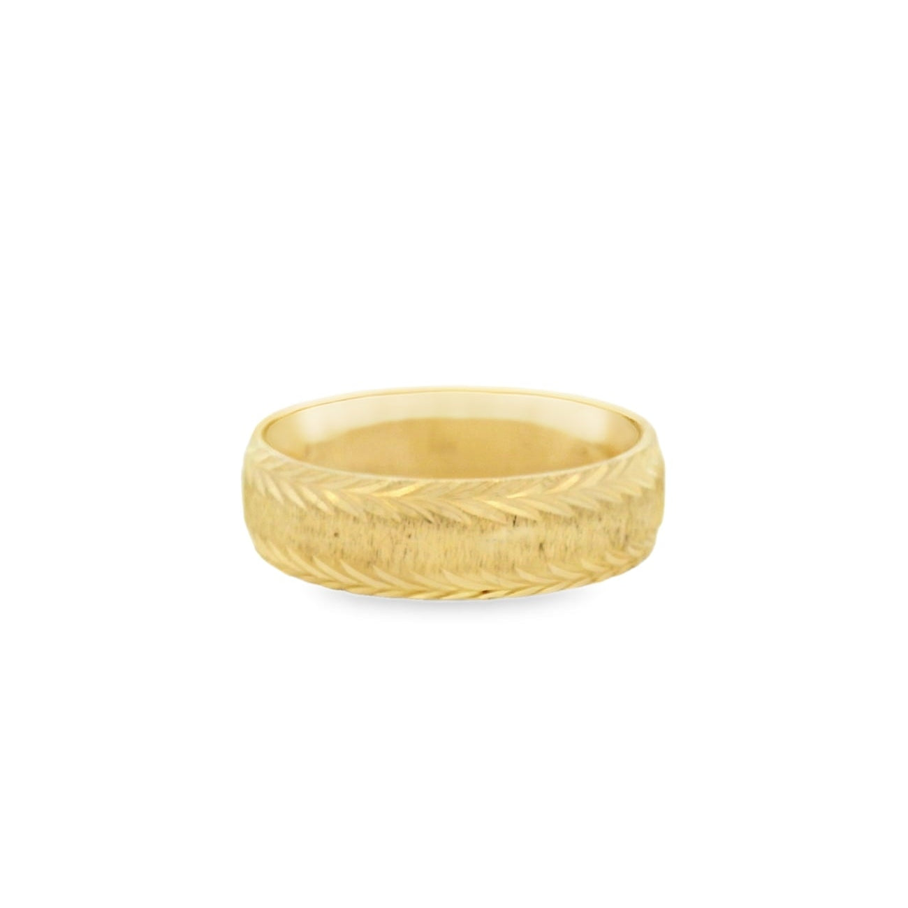 14K Yellow Gold Textured Wedding Band Size 9.5 MM: 6