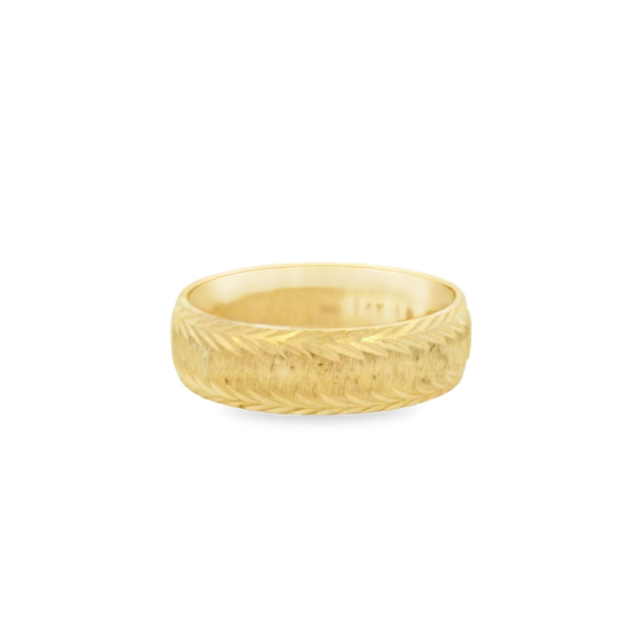 14K Yellow Gold Textured Wedding Band Size 9.5 MM: 6