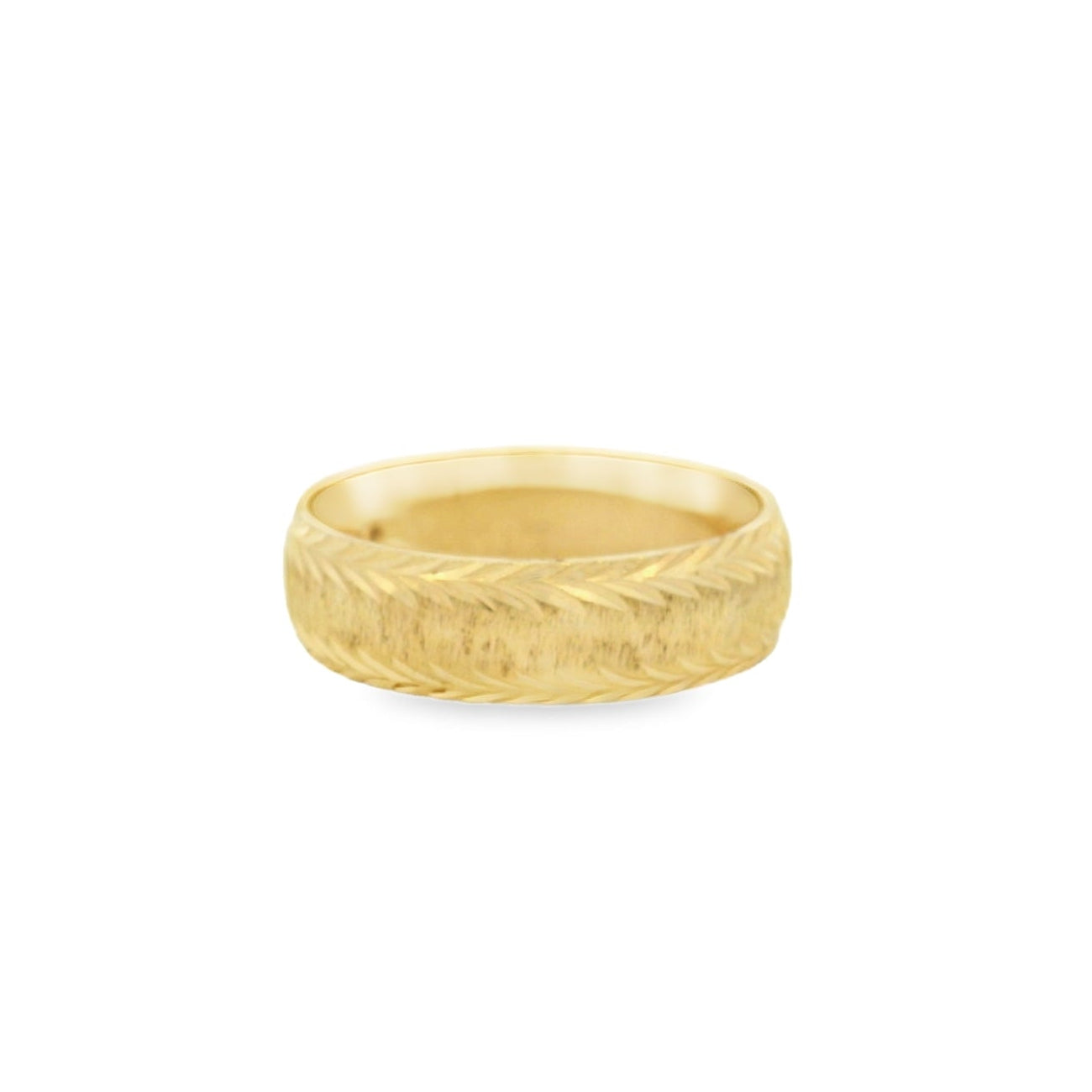 14K Yellow Gold Textured Wedding Band Size 9.5 MM: 6