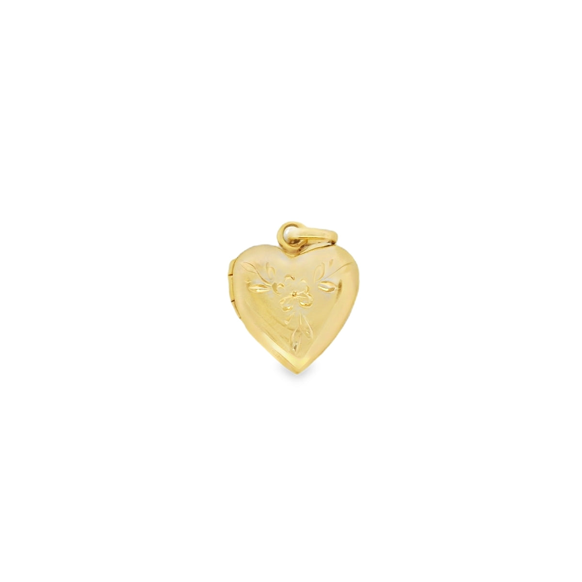 14KT YG Floral Engraving Vintage Heart Locket