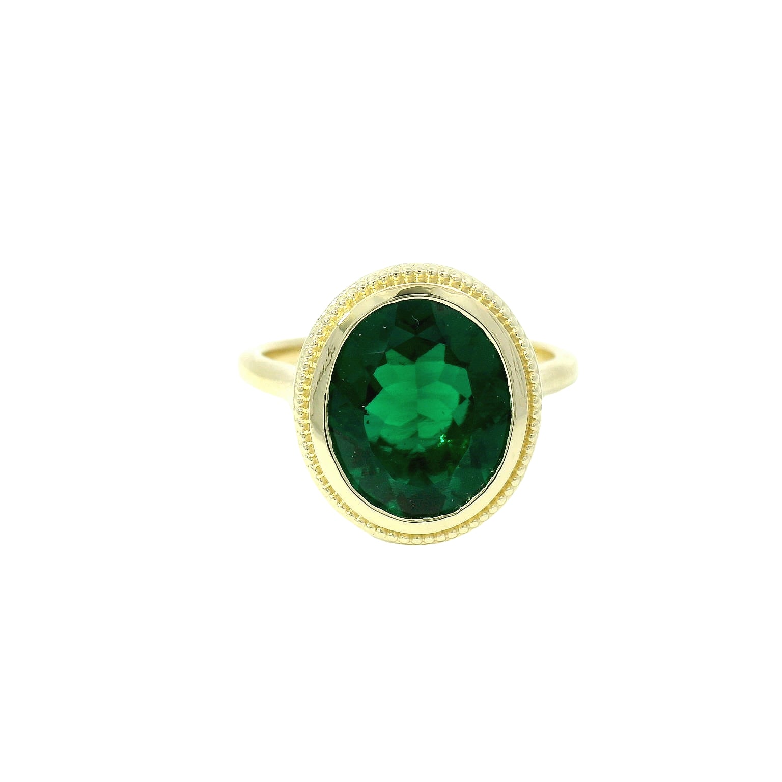 Bezel Emerald Engagement Ring