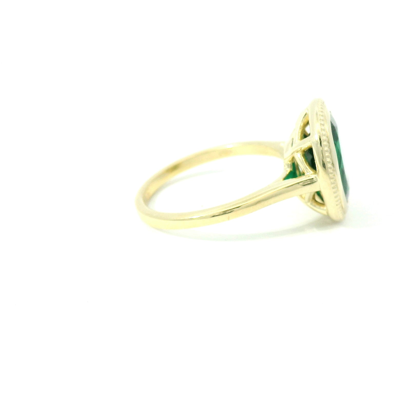 Bezel Emerald Engagement Ring