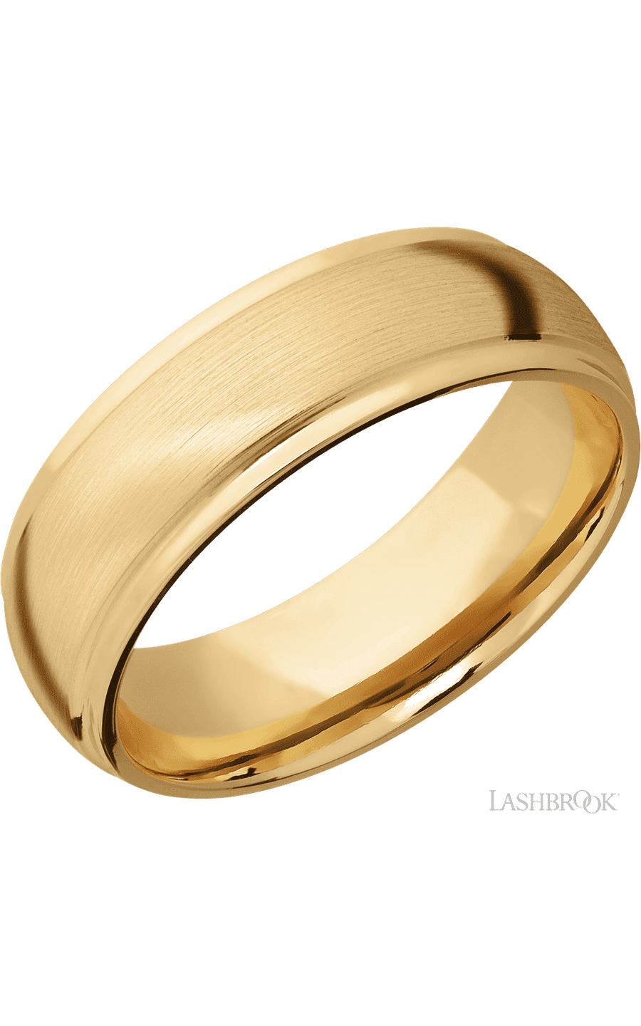 7 mm wide Domed Stepped Down Edges 10K Yellow Gold band.