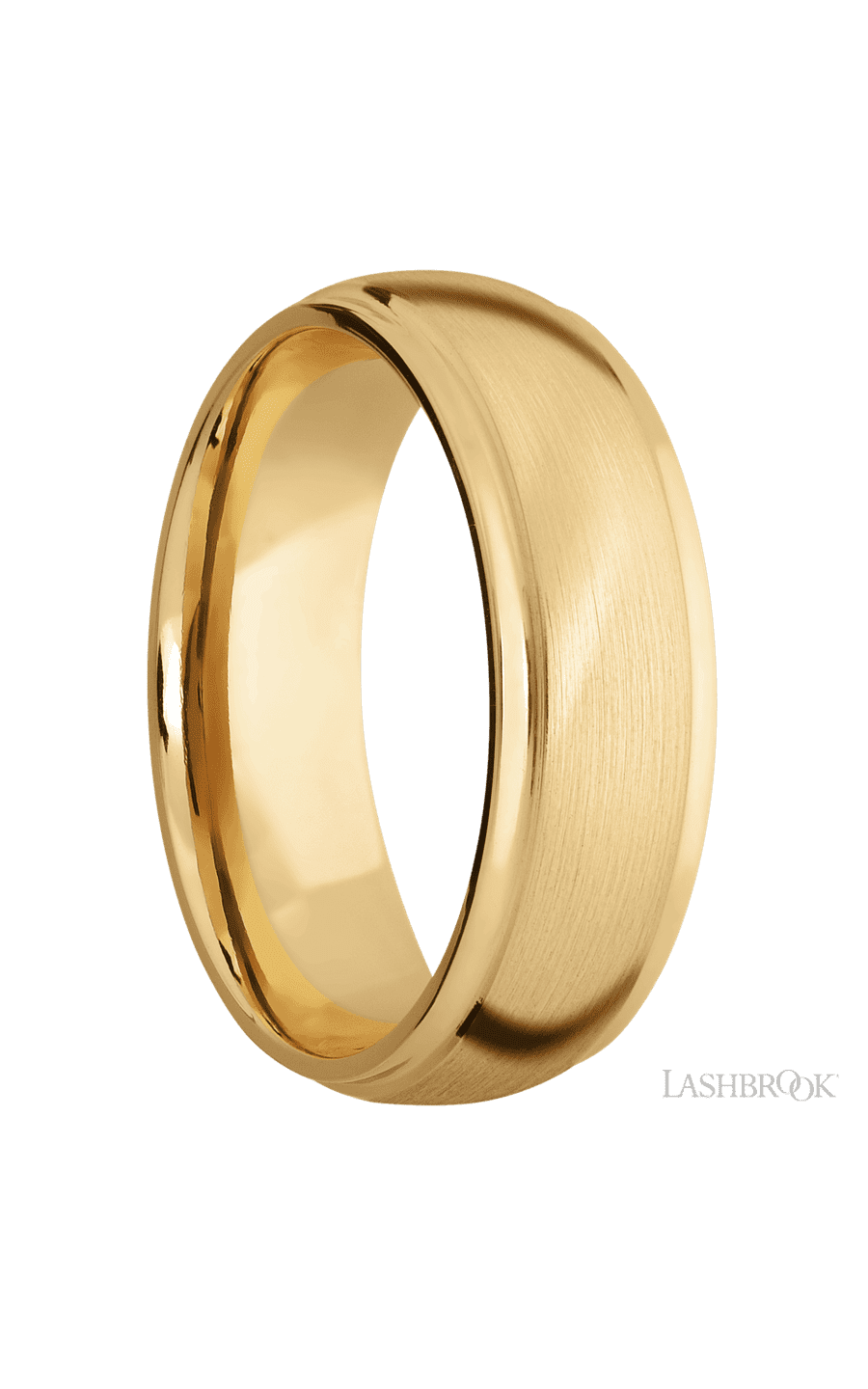 7 mm wide Domed Stepped Down Edges 10K Yellow Gold band.