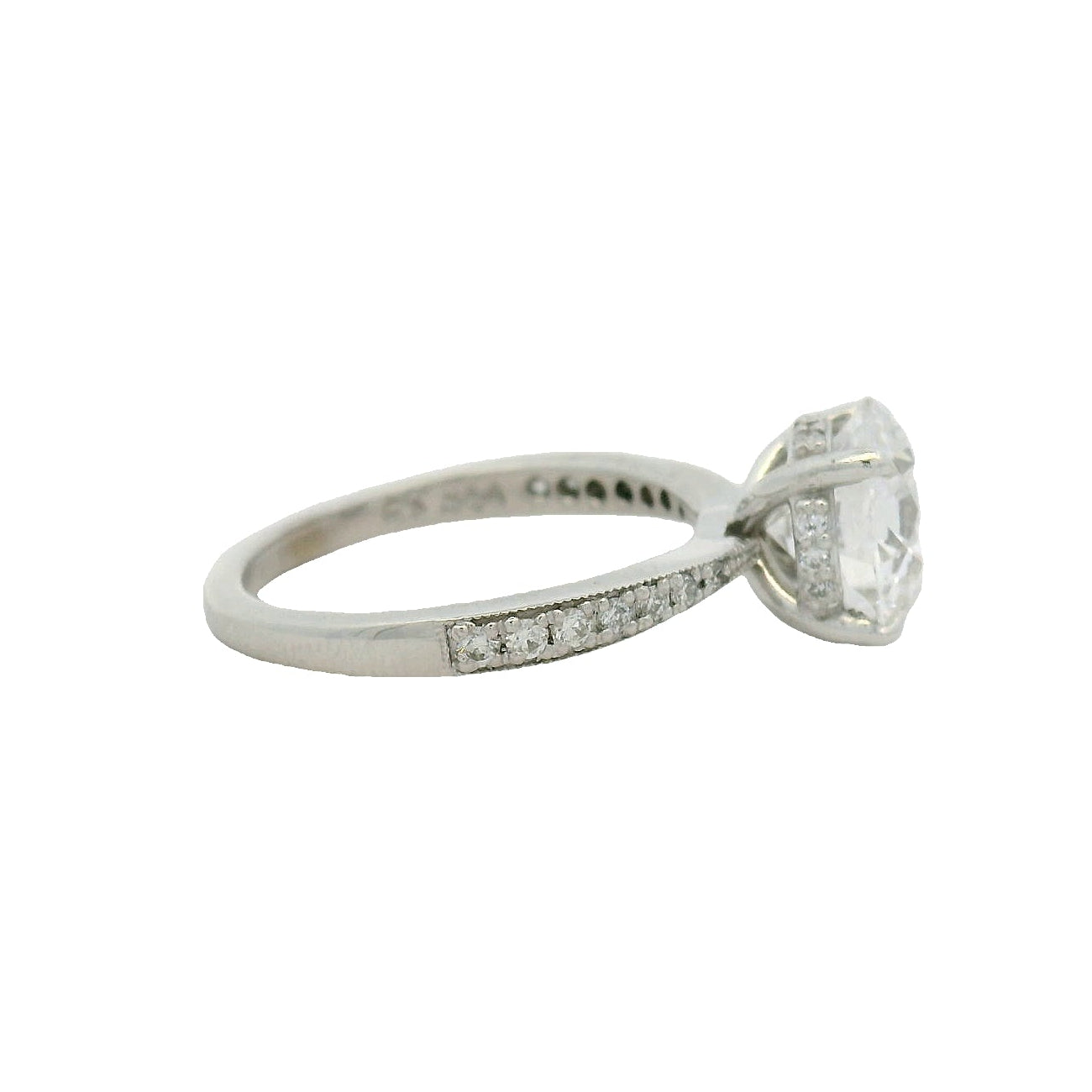 14KT White Gold Round Hidden Halo Pinched Taper Pave Band Engagement Ring