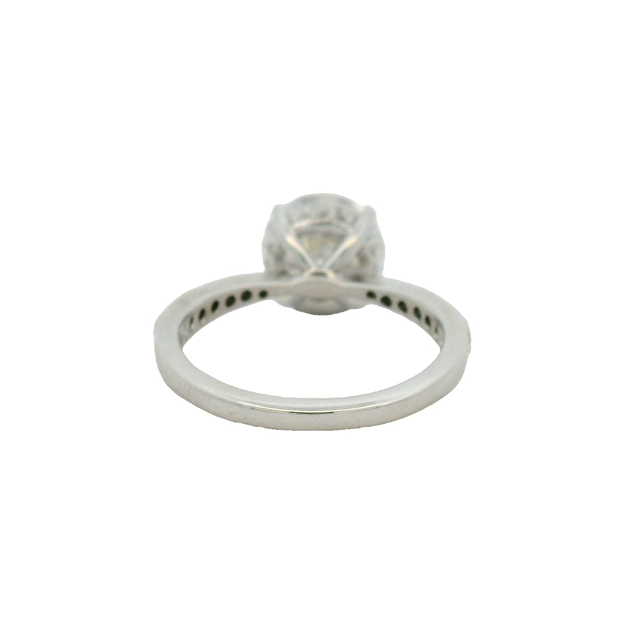 14KT White Gold Round Hidden Halo Pinched Taper Pave Band Engagement Ring