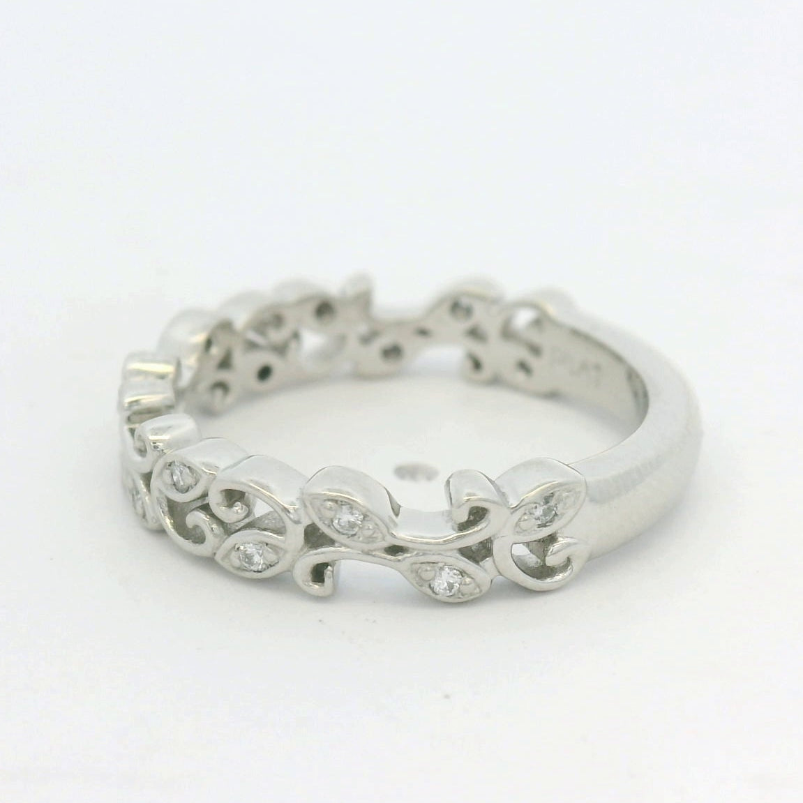Platinum Floral Filigree Diamond Wedding Band
