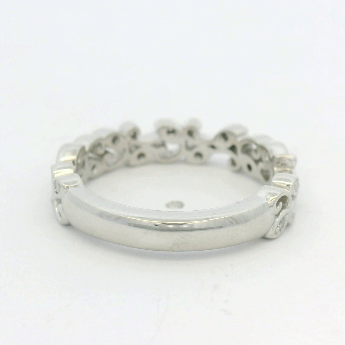 Platinum Floral Filigree Diamond Wedding Band