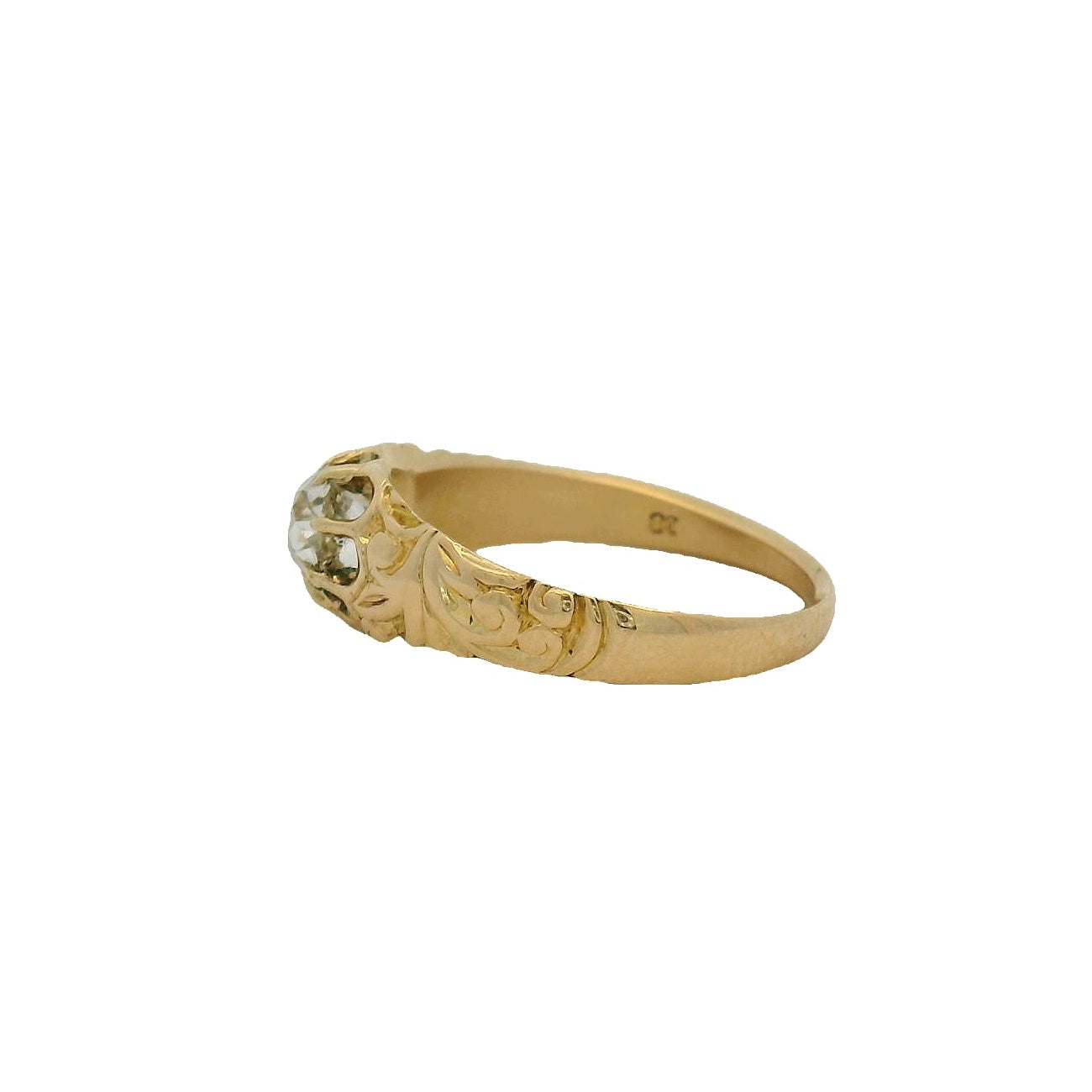 18KT Yellow Gold Vintage Engagement Ring with Miner Cut Diamond