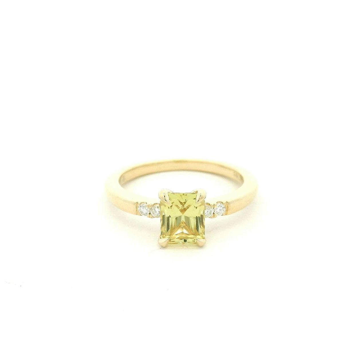 14KYG Engagement Ring with Yellow Radiant Sapphire