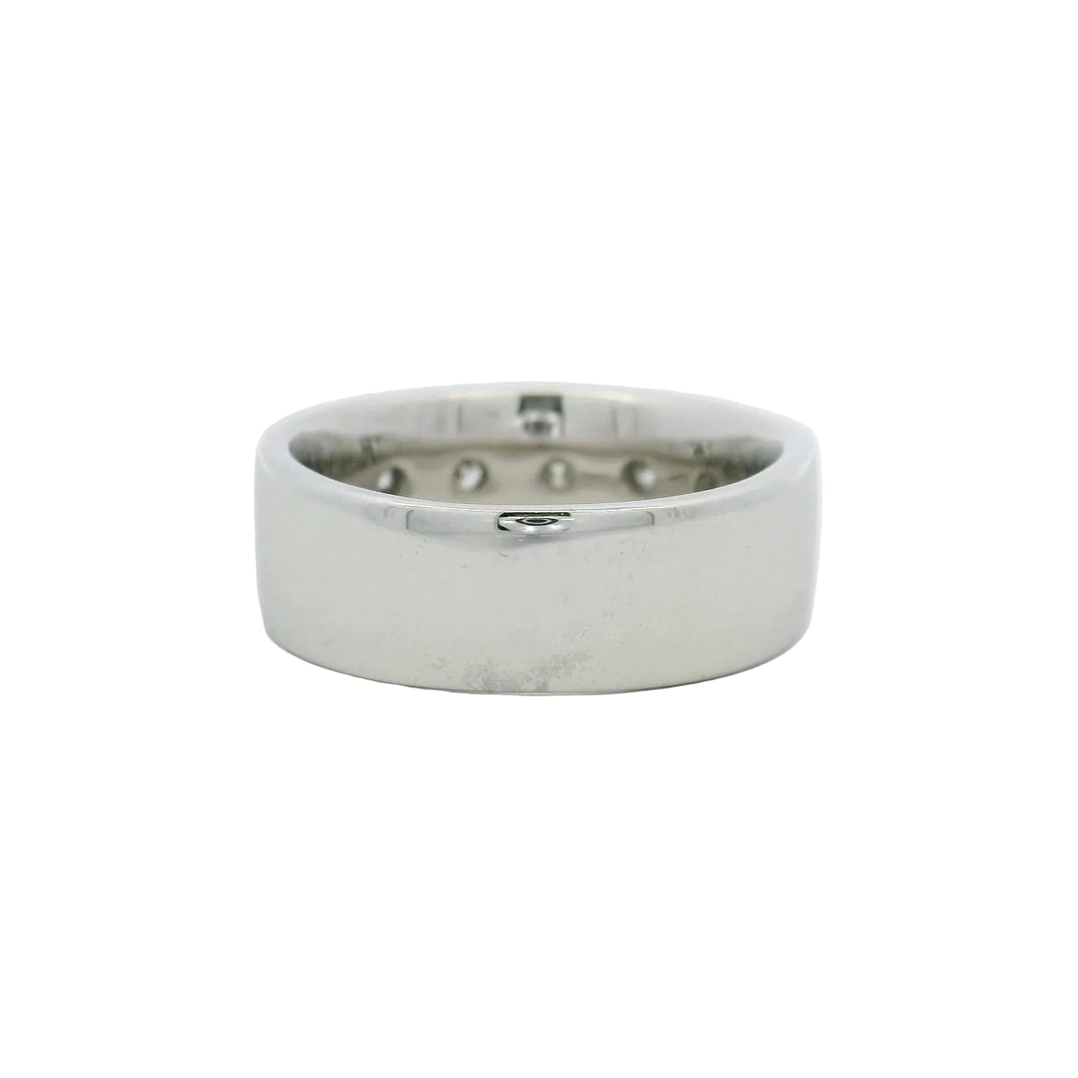 14KT white gold flush set diamond men's wedding band