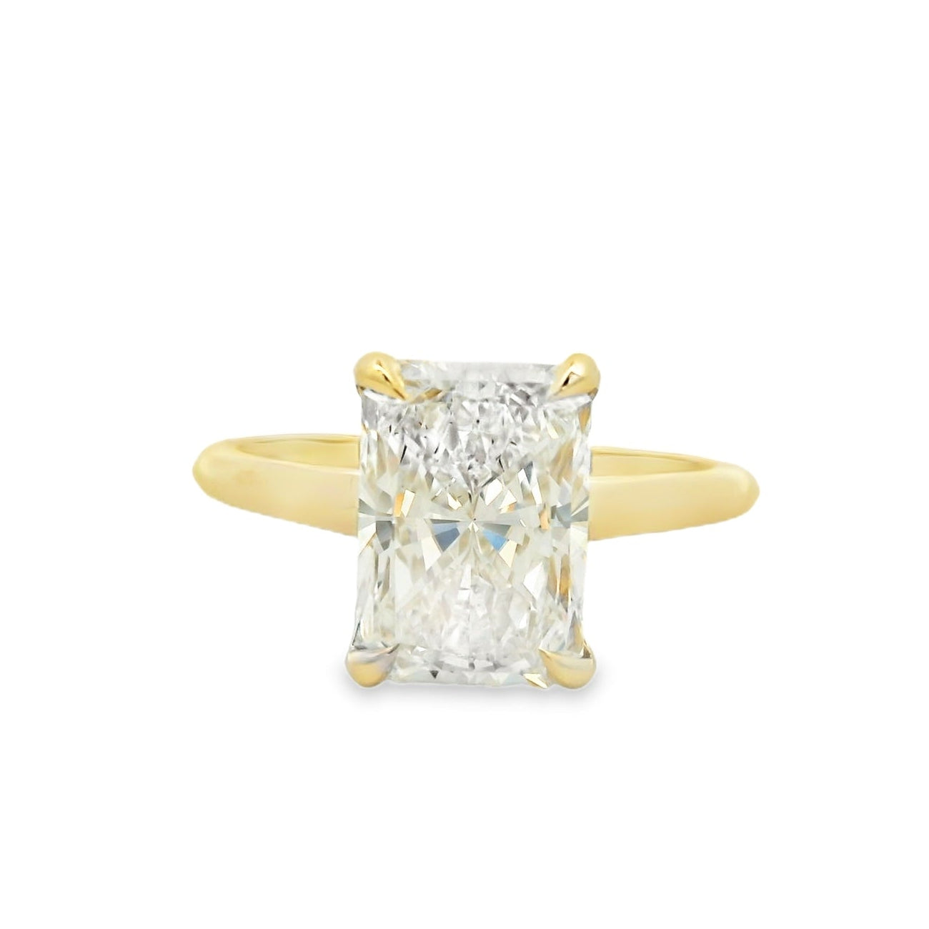 14KYG Radiant Cut Cathedral Solitaire Engagement Ring