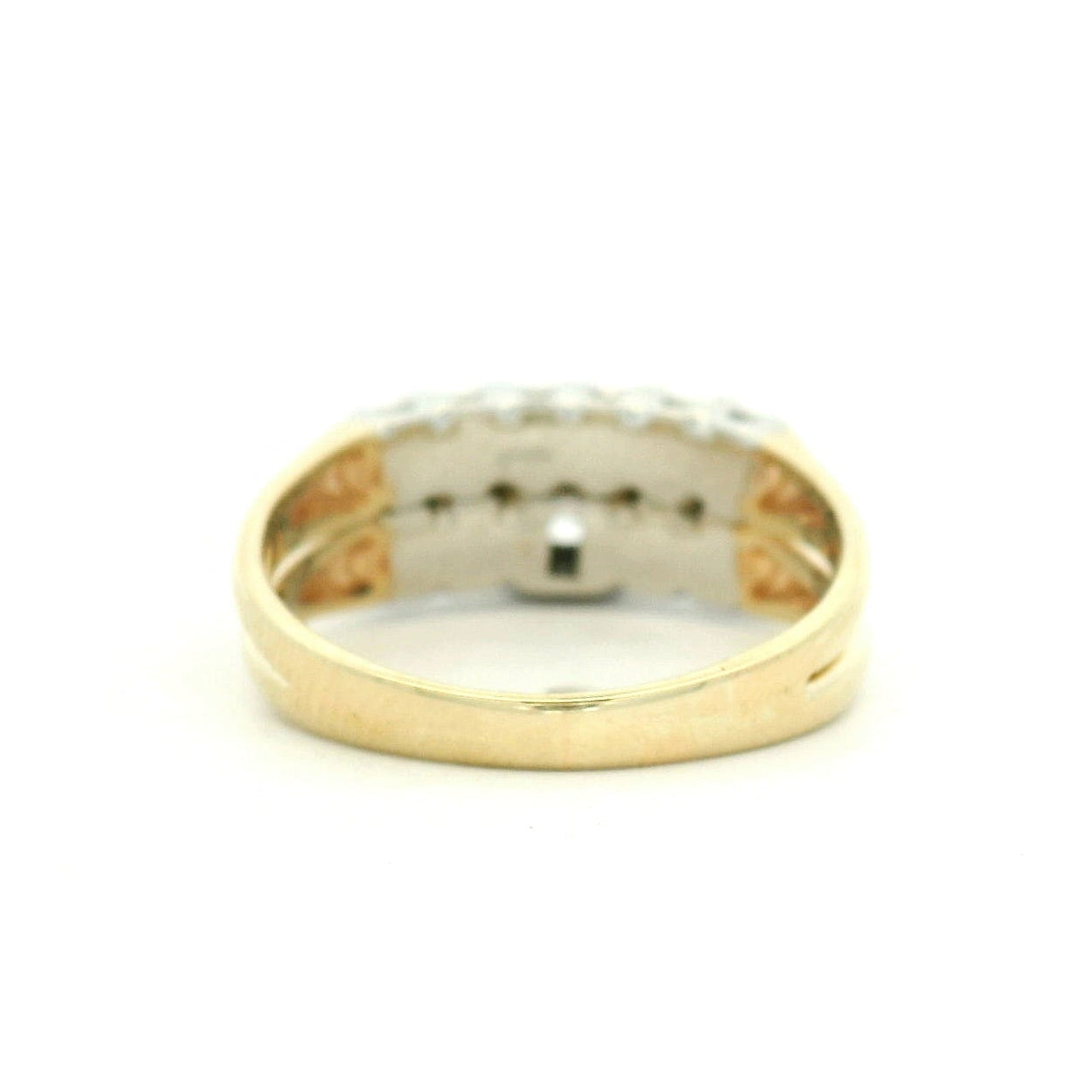 14K Two Tone Wedding set Yellow Gold Multistone Ring with Round Cut Diamonds